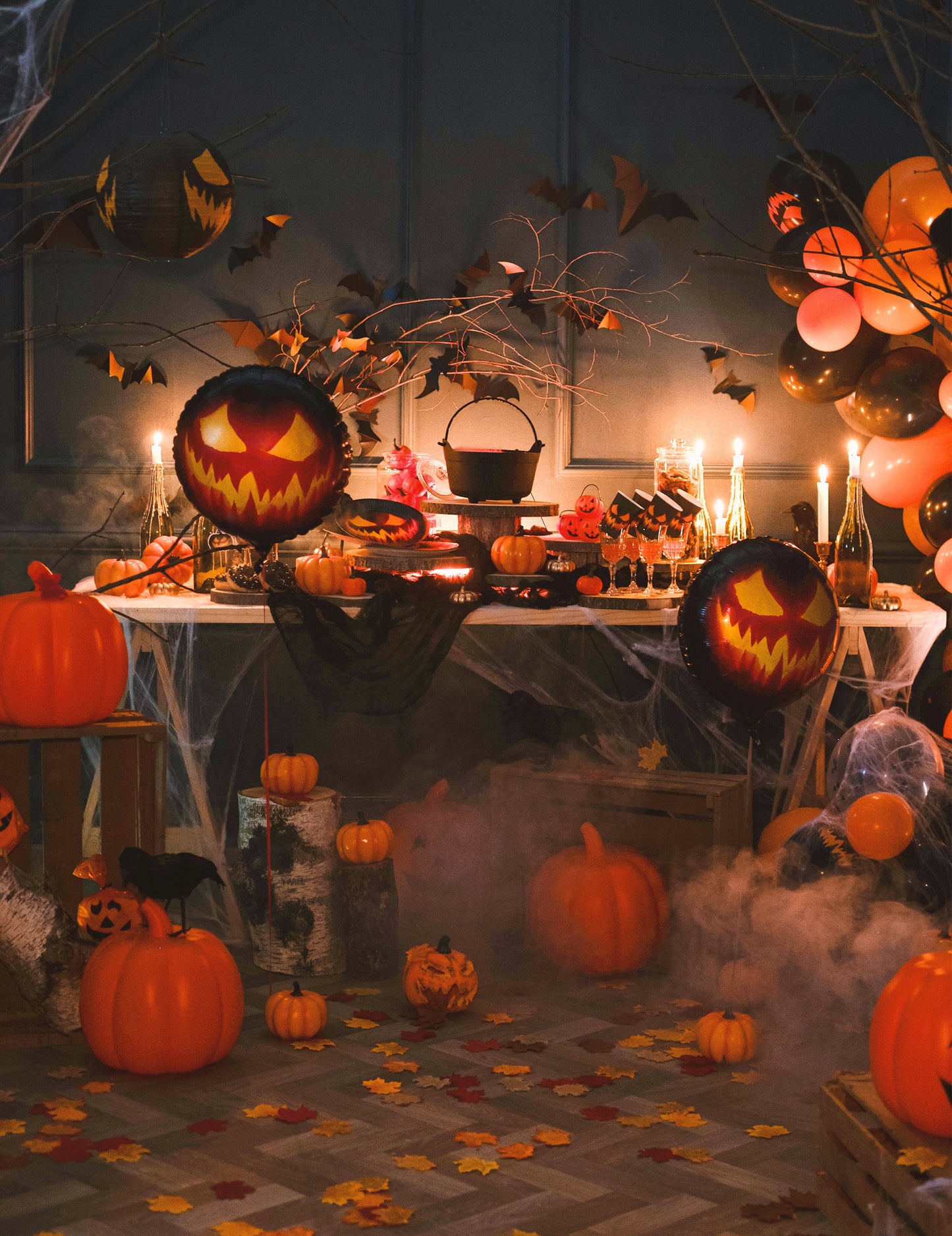 45 fóliových balónků s motivem strašidelné dýně cm