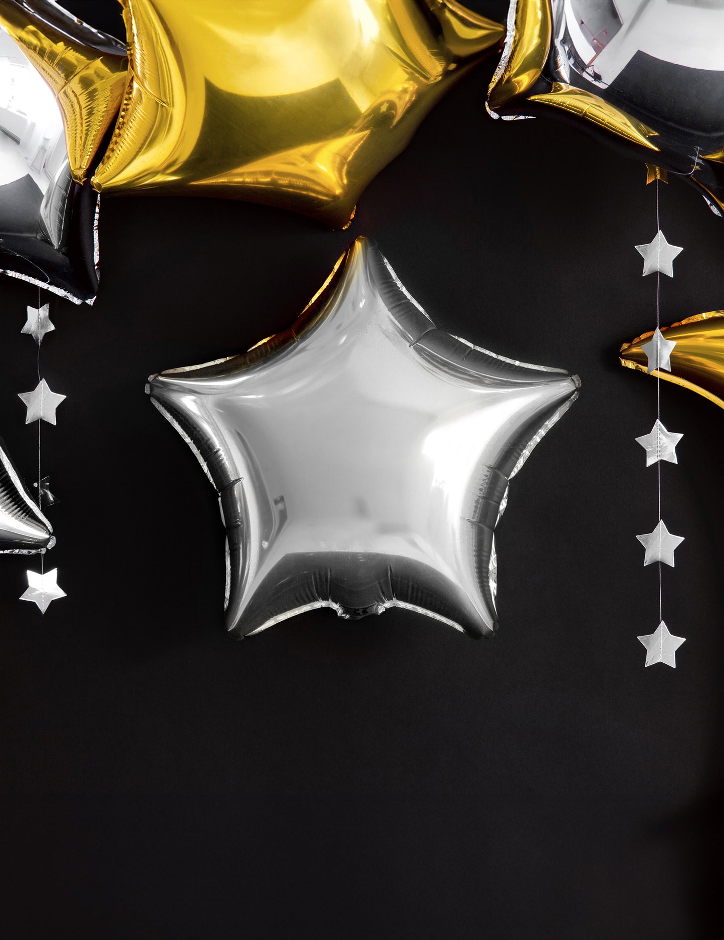 Fóliový balónek stříbrné hvězdy 45 cm