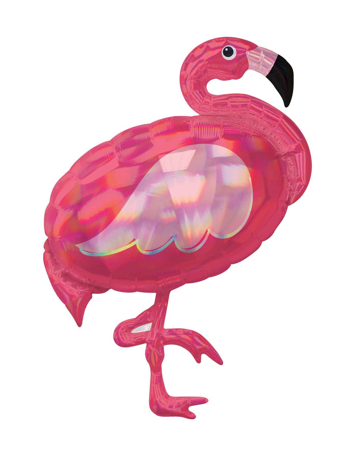 Ballon géant en aluminium flamant rose iridescent