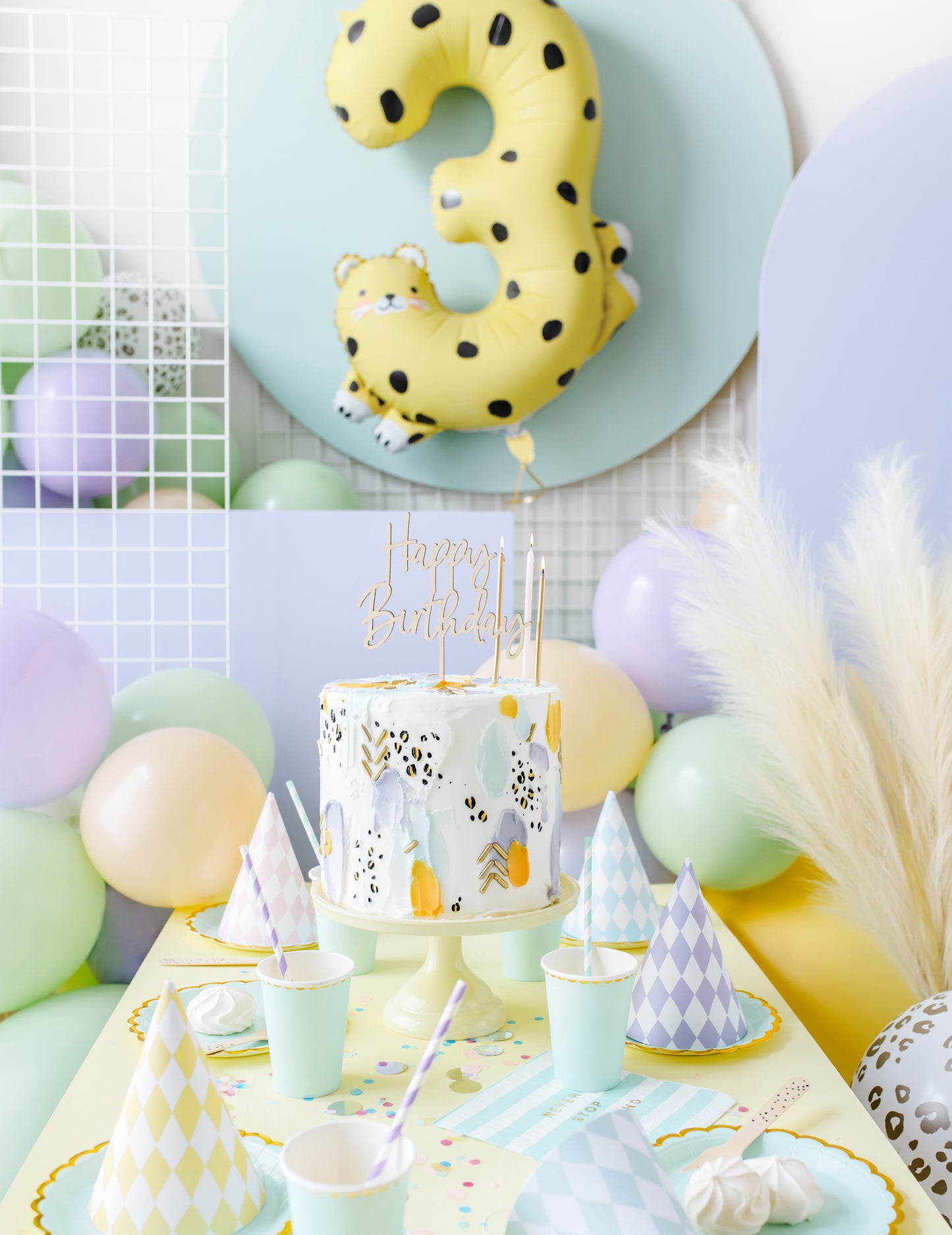 Fóliový balónek s gepardem číslem 3