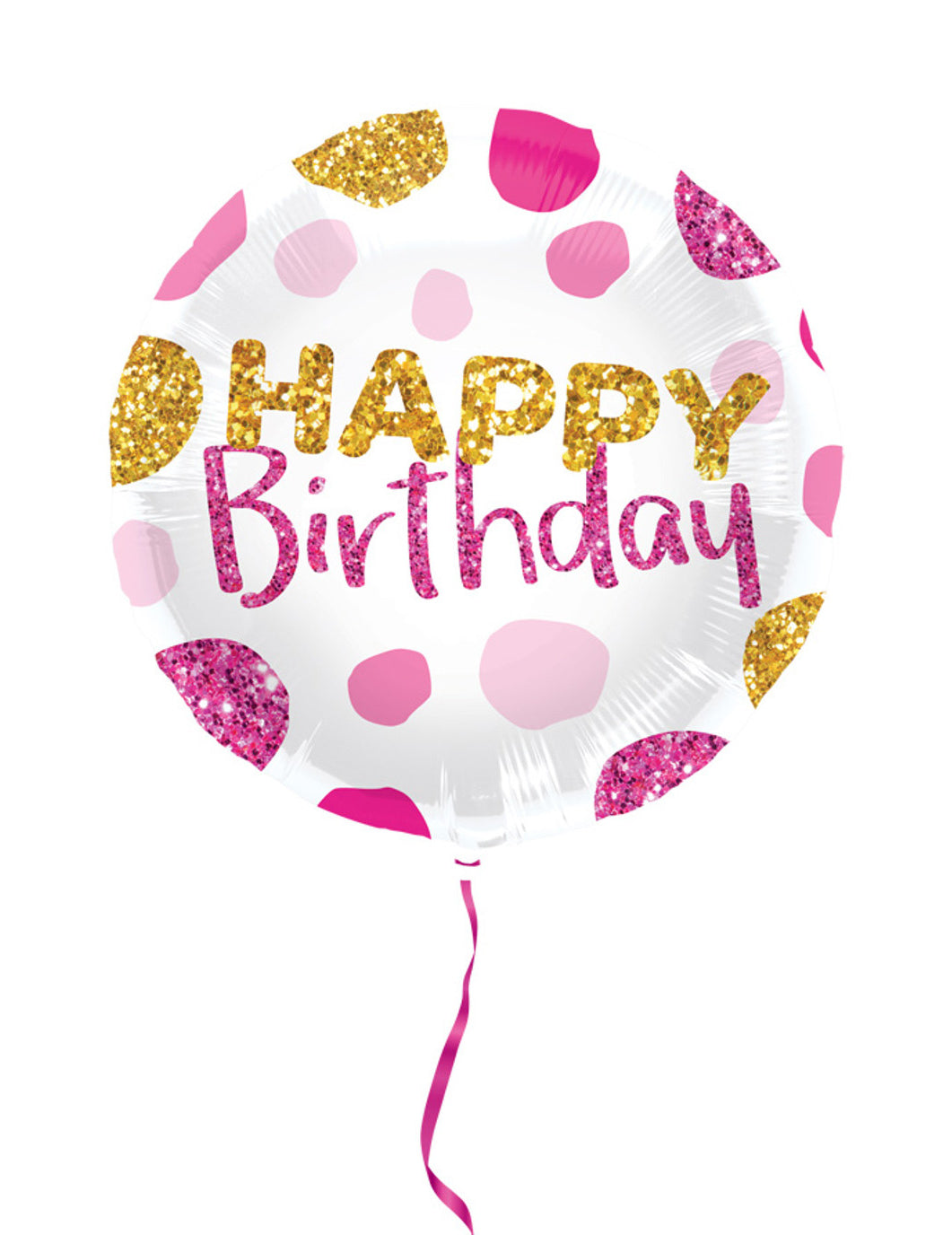 Hliníkový balónek Happy Birthday pro narozeniny růžová a zlatá