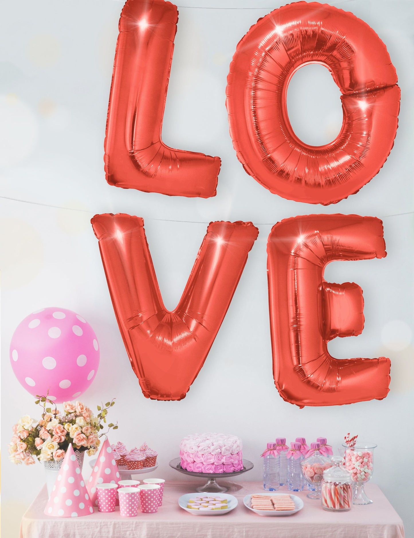 Mise en situation du ballon aluminium lettre pour fête