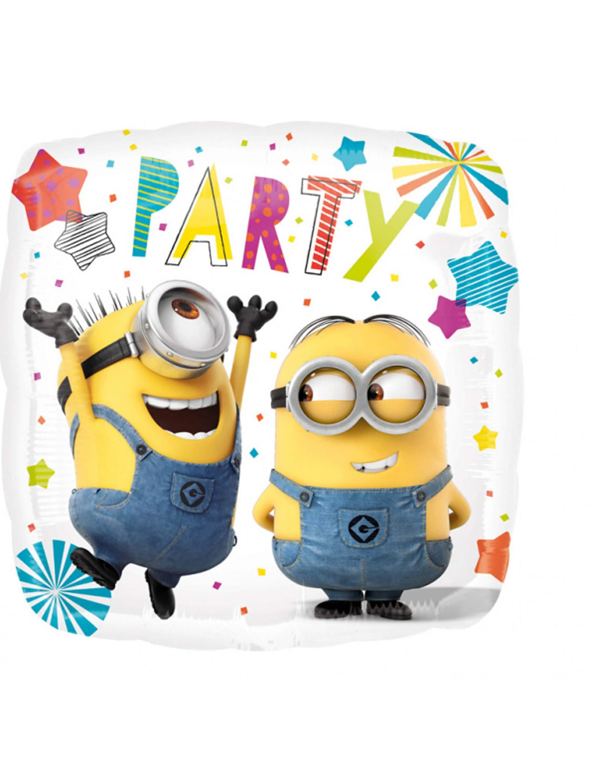 Hliníkový balon Mimoni Party pro dítě žlutá a modrá s konfety