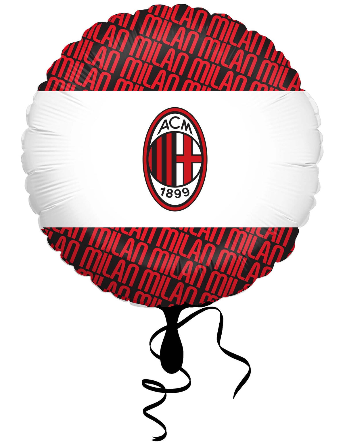 Kulatý hliníkový balón ac milan červená černá a bílá