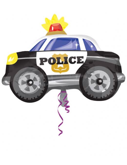 Hliníkový balón policejní auto k narozeninám černá a bílá s majákem