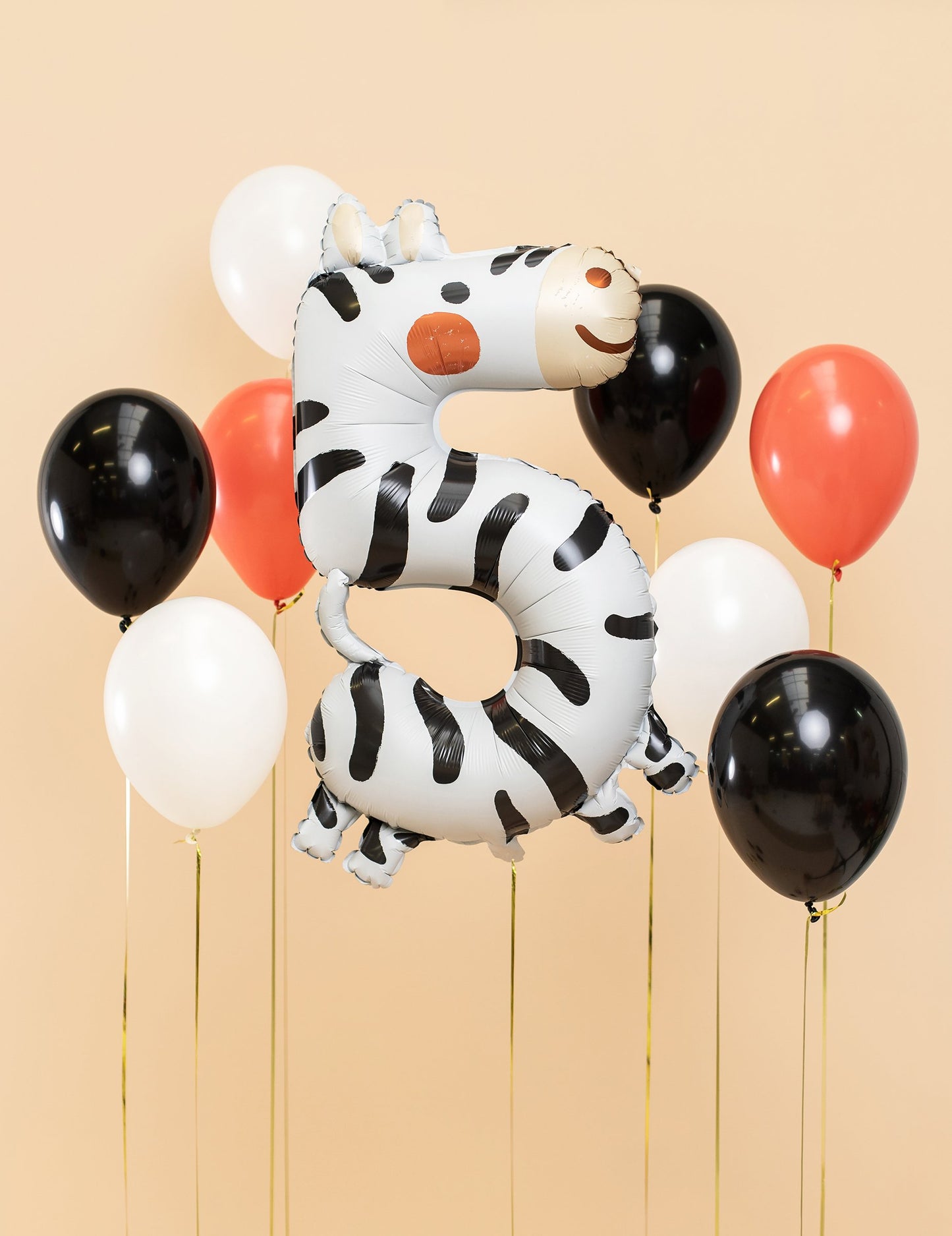 Fóliový balónek se zebřím motivem číslo 5, 68 x 98 cm