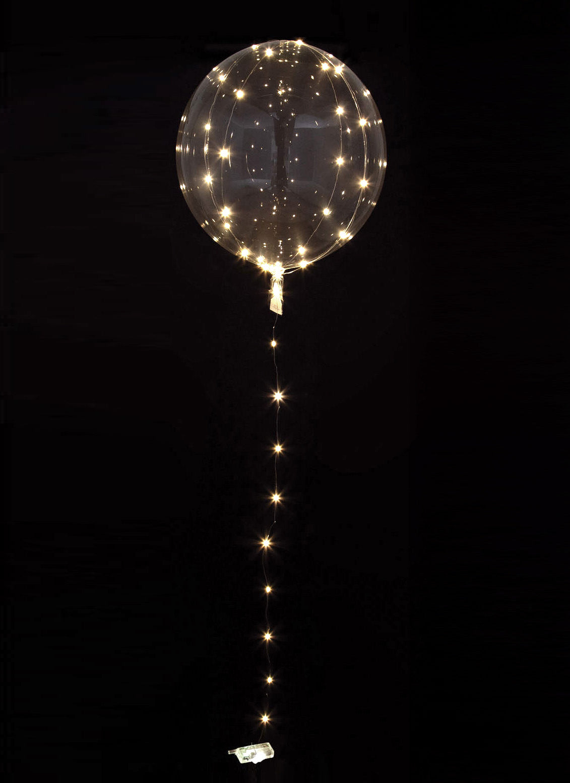 Průhledný křišťálový bublinkový balónek s bílými LED diodami 25-30 cm