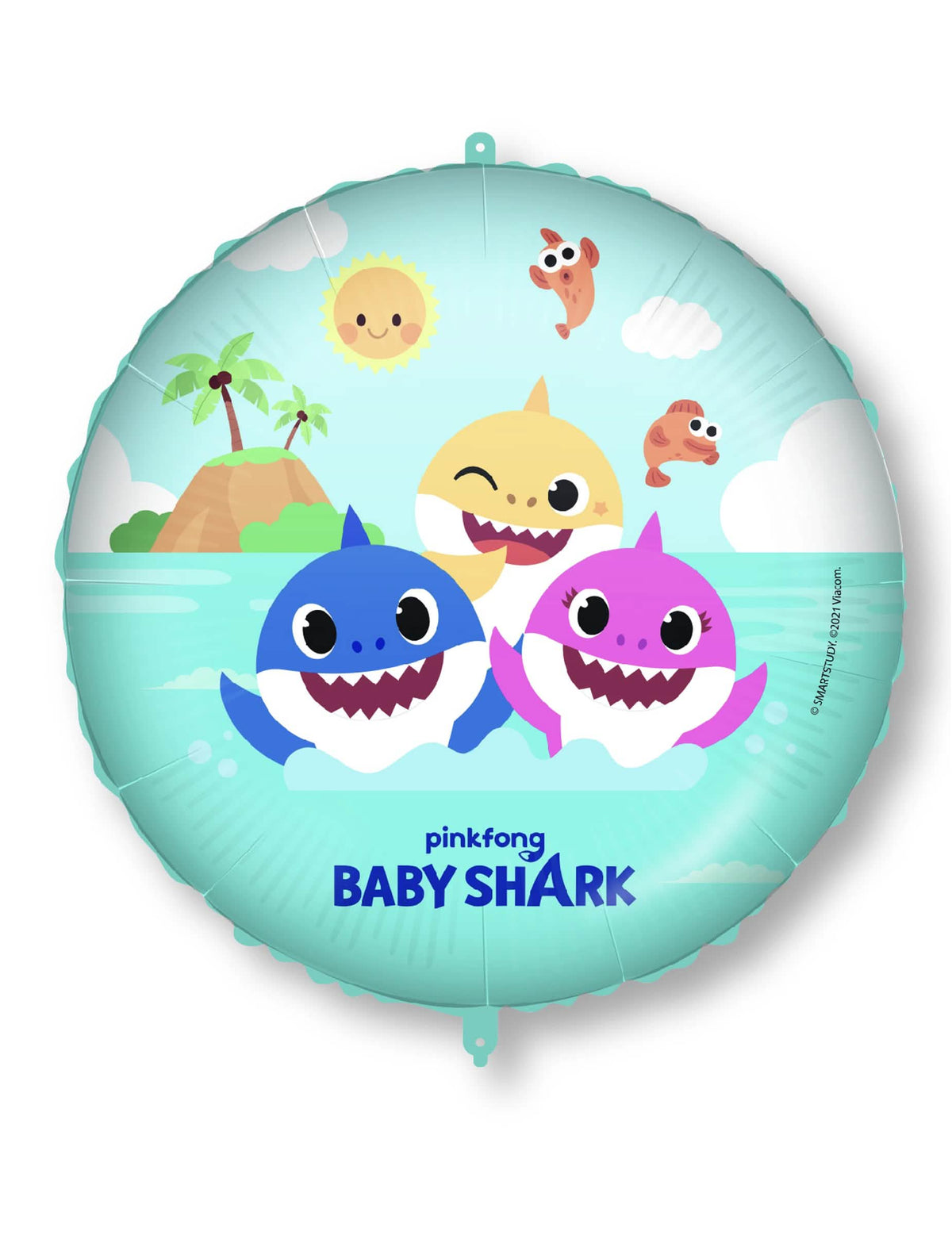 Hliníkový balónek Baby Shark pro dítě tyrkysová s postavami žraloků