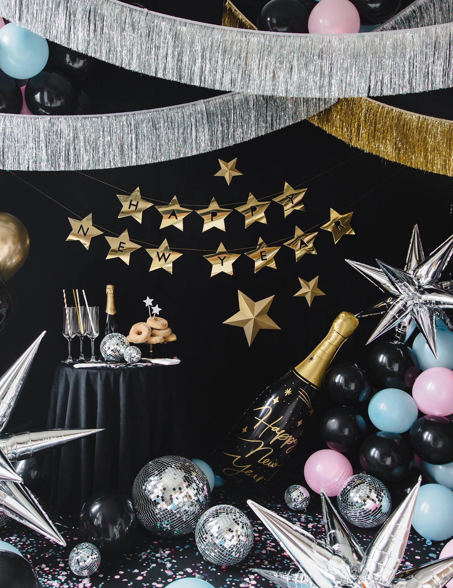 Obří fóliový balónek v lahvi Šťastný nový rok 98 cm