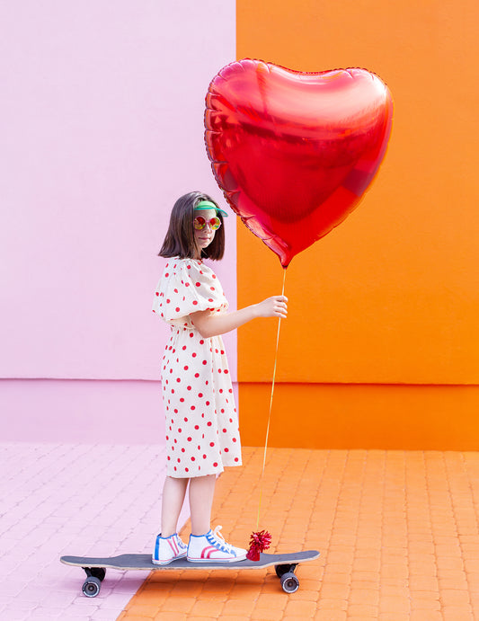 Ballon géant aluminium cœur pour fête rouge