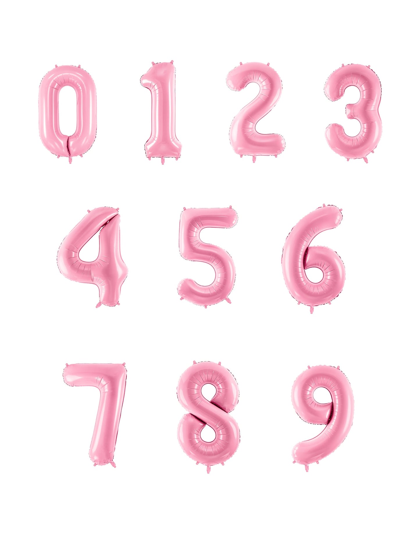 Ensemble des chiffres de 0 à 9 du Ballon géant chiffre rose pastel