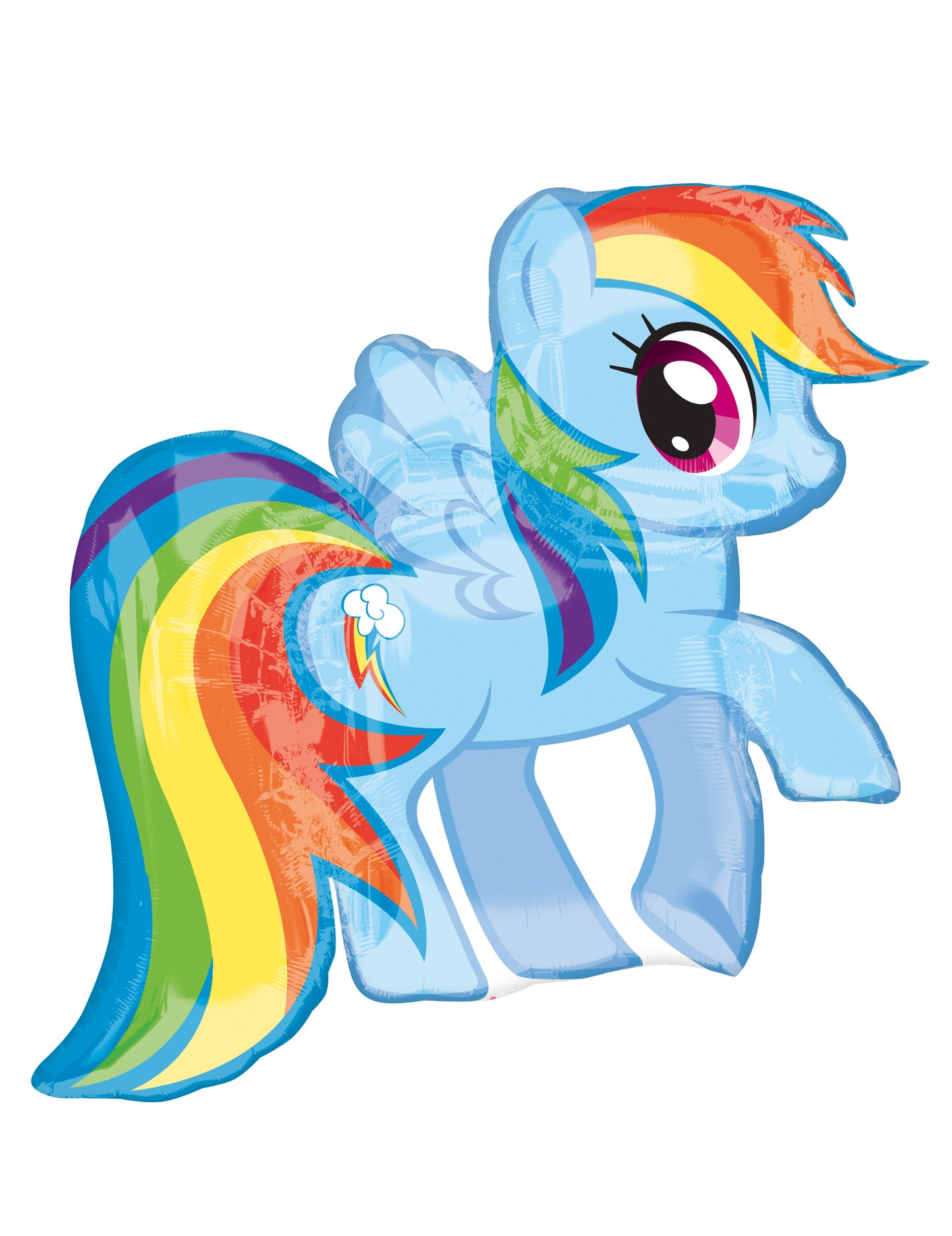 Ballon aluminium My Little Pony Rainbow Dash pour enfant bleu avec crinière arc-en-ciel