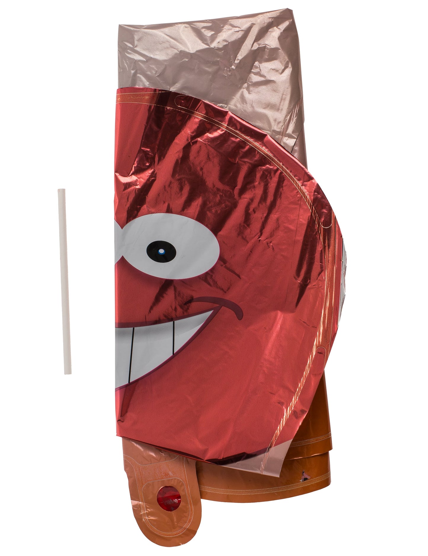 Paille de gonflage et vue pliée du ballon humoristique zizi
