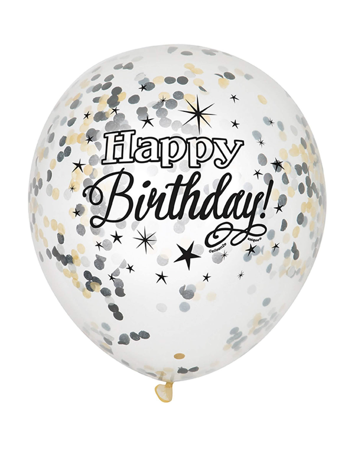 Latexový balónek Happy Birthday stříbrná a zlatá s konfety