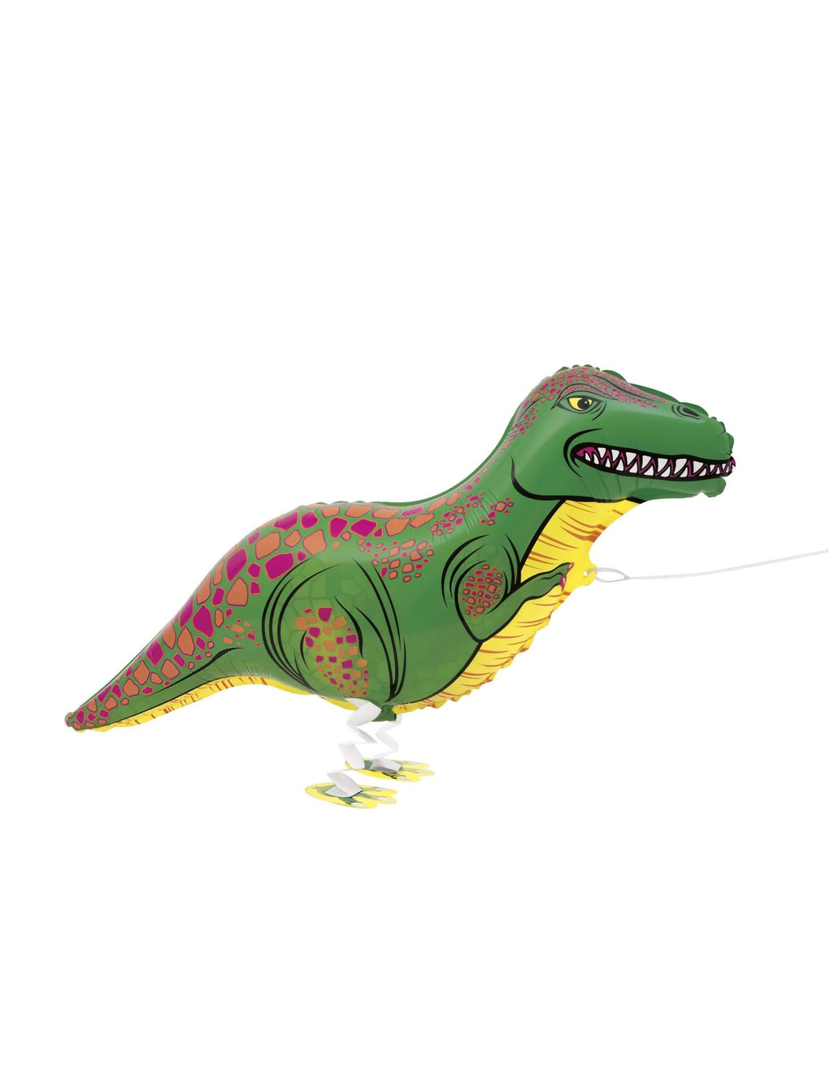 Kovový balon T-Rex kráčející žlutá a zelená