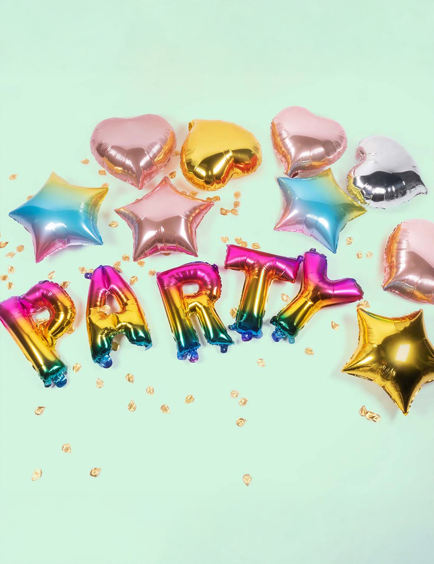 Assortiment de ballons cœurs et étoiles des ballons aluminium lettres Party arc-en-ciel