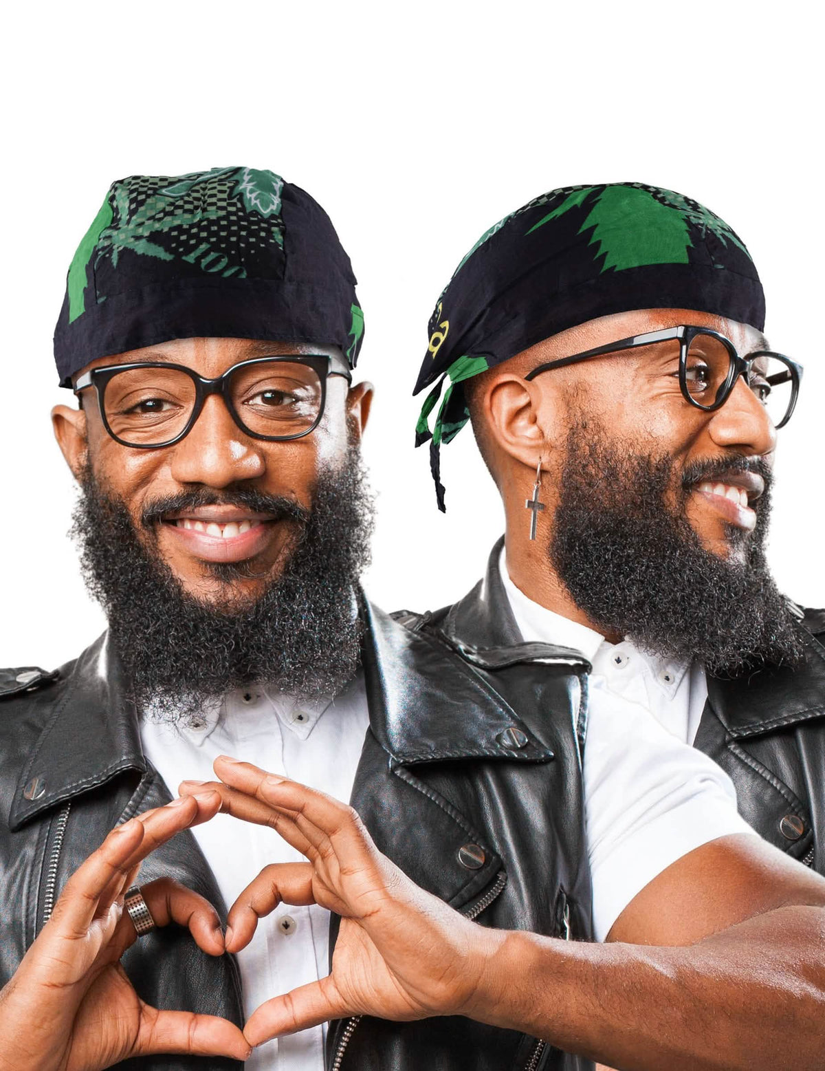 Rasta bandana jamajka pro černá muž s motivy zelených listů