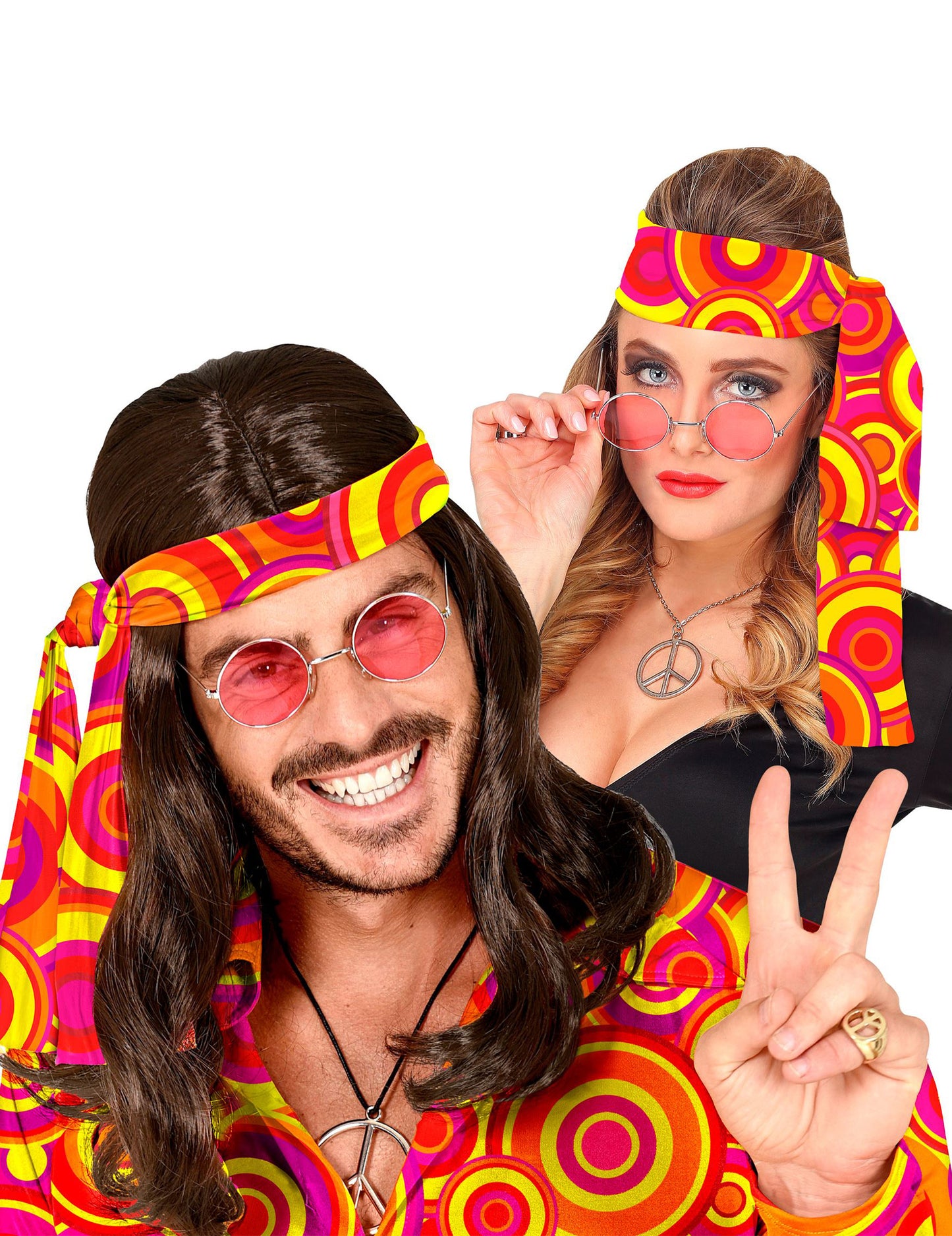 Čelenka pro dospělé s oranžovými bublinami ze 70. let