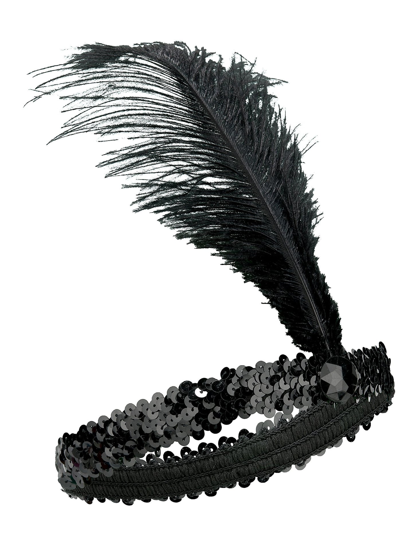 Dámská černá čelenka Charleston s flitry a peřím