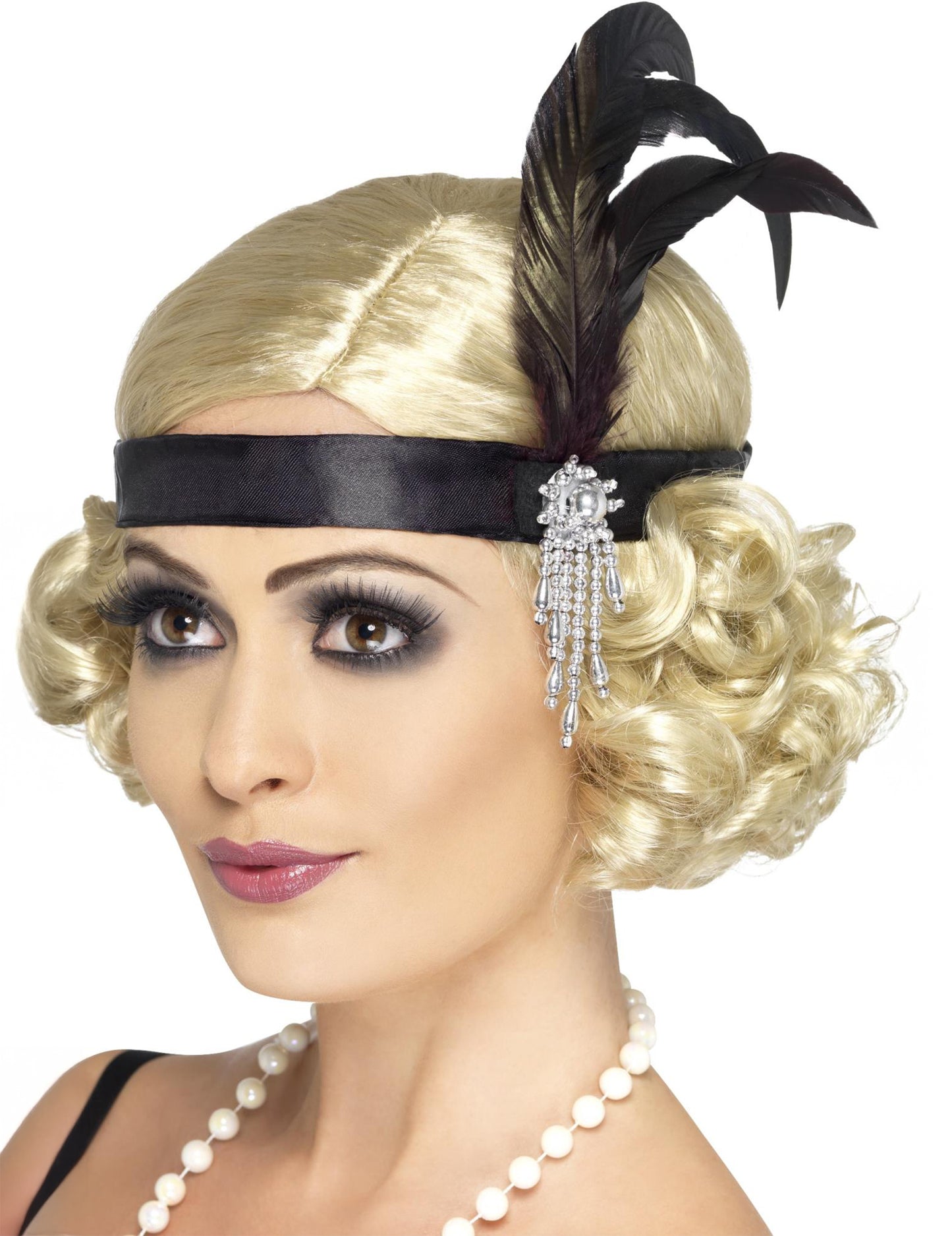 Černá čelenka Charleston s peřím pro dospělé