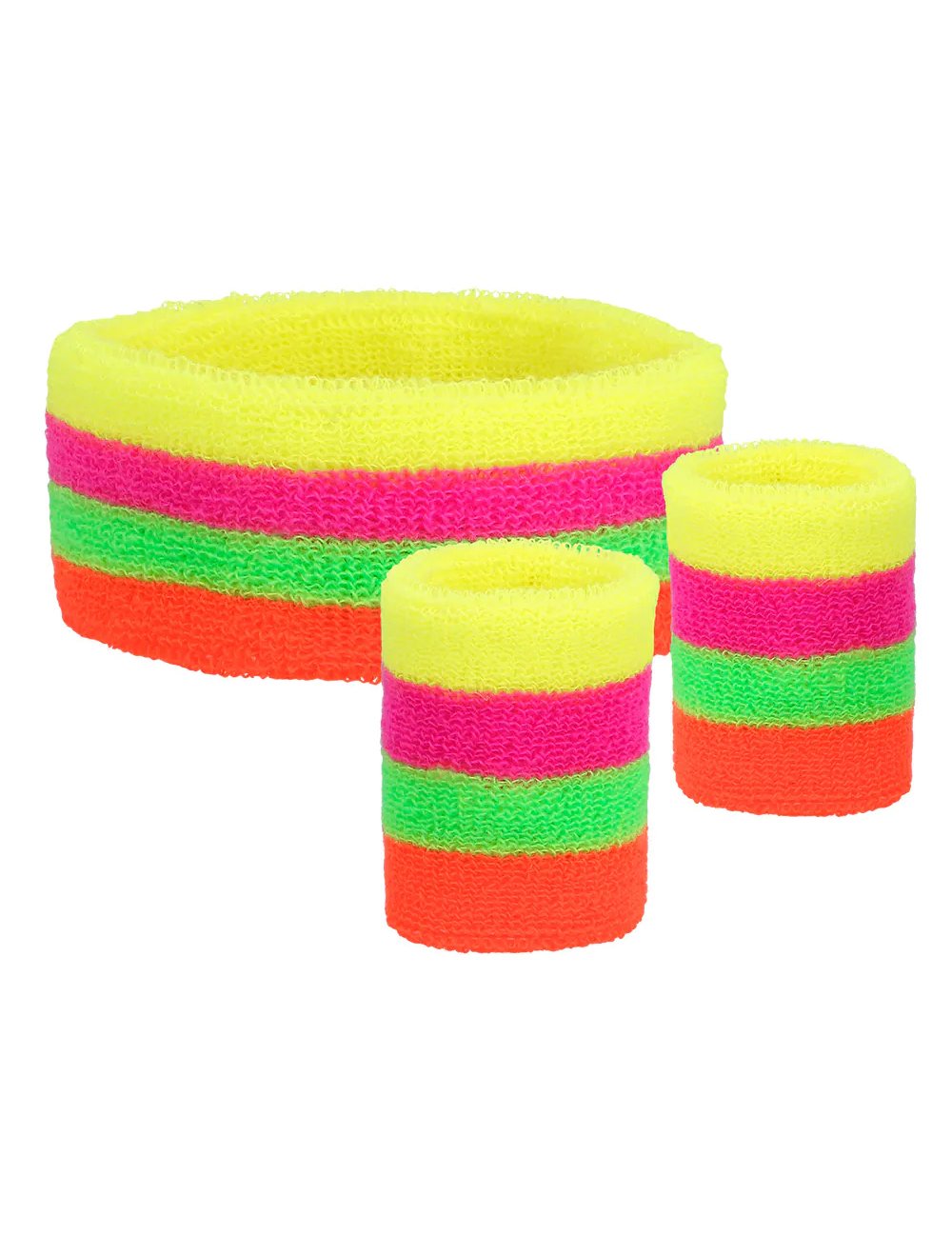 Čelenka a náramky pro dospělé v vícebarevném stylu 80. let