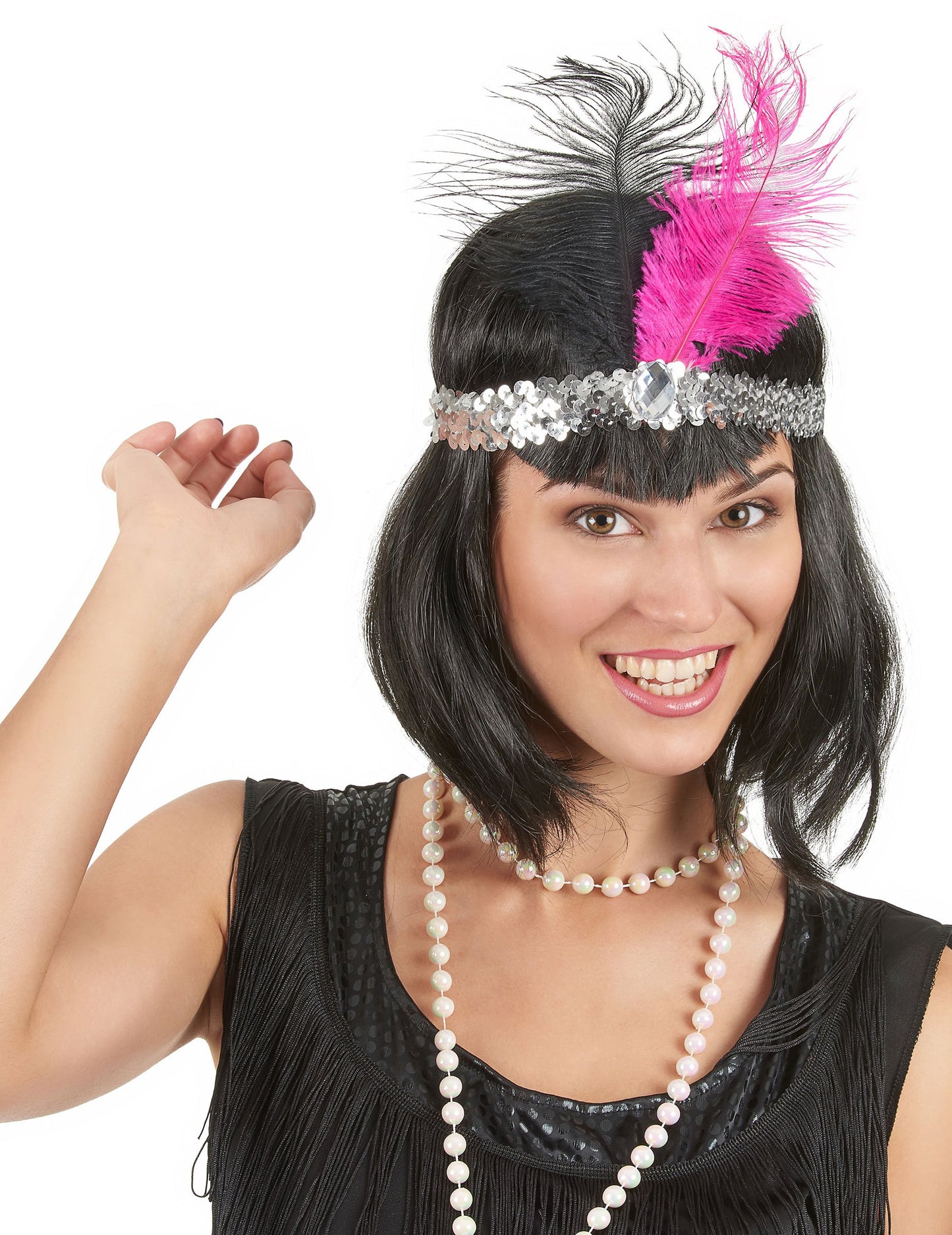 Čelenka pro dospělé s peřím a charlestonem