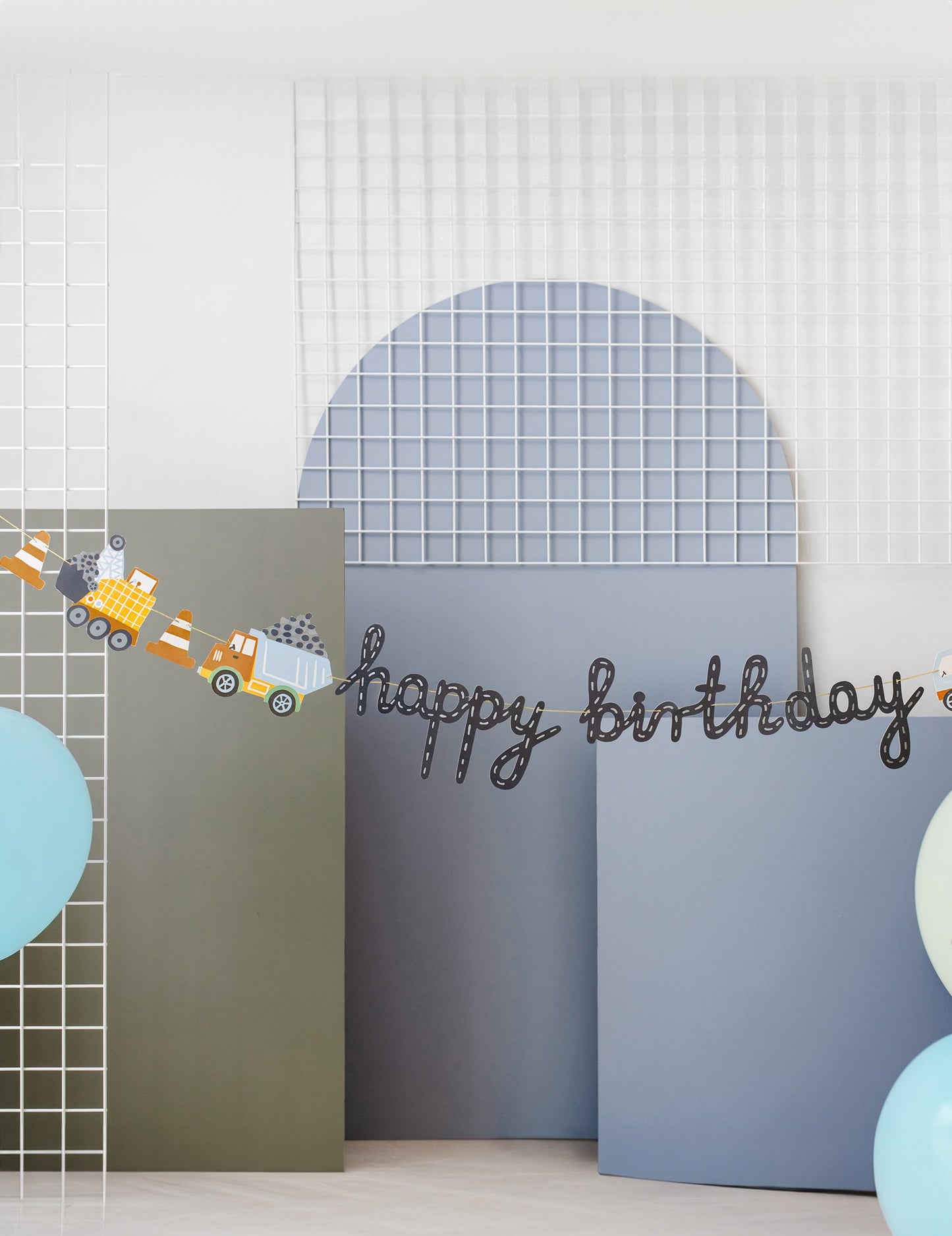 Narozeninový banner s motivem stavebního kamionu 2m