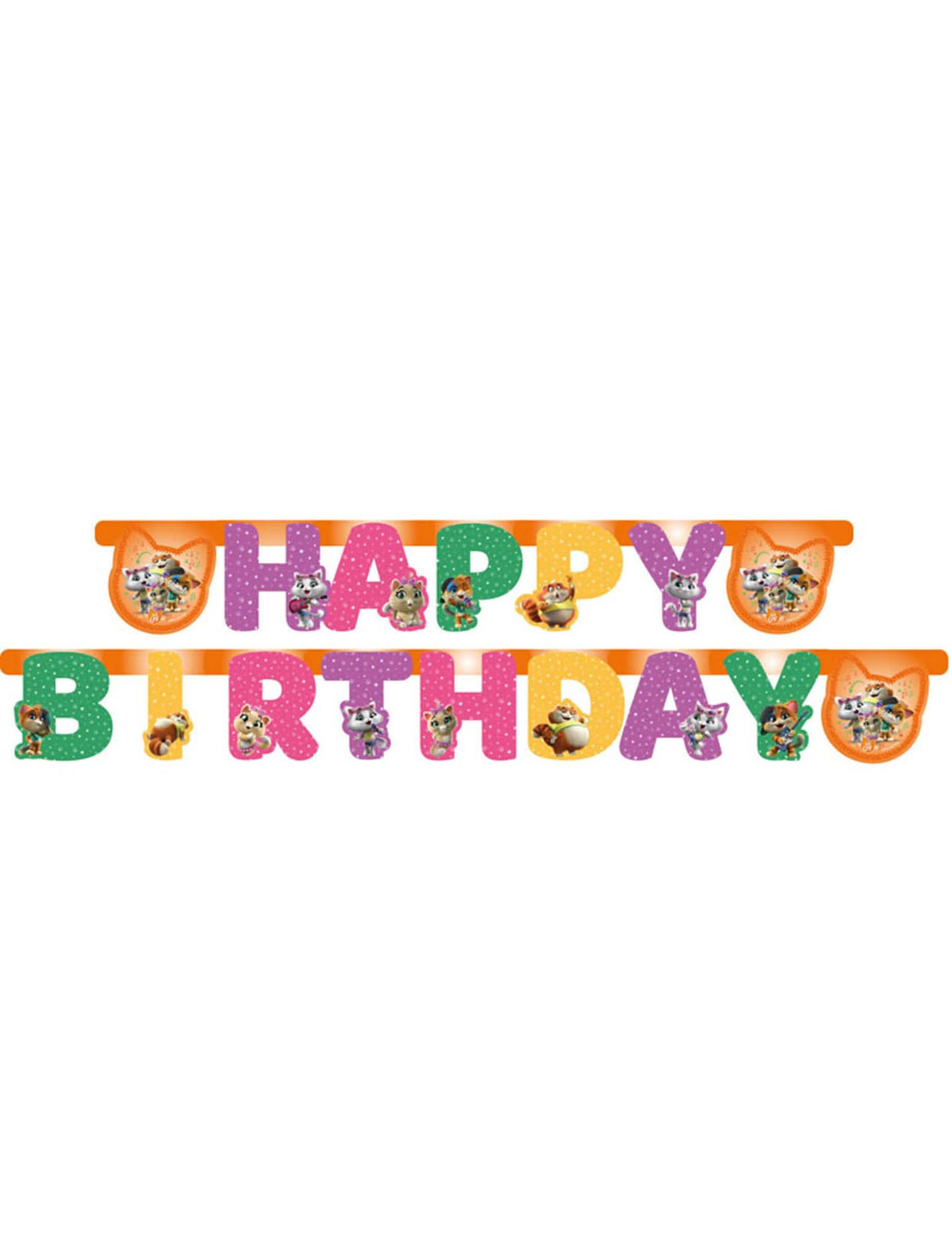 Kartonový banner s písmeny 44 kočky pro dítě vícebarevné Happy Birthday
