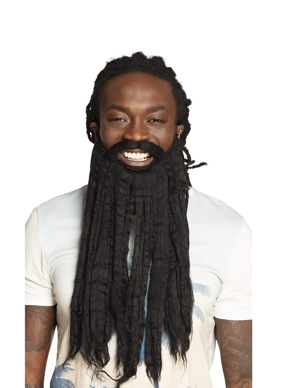 Černá rastamanská vous pro dospělý s dlouhými dredy