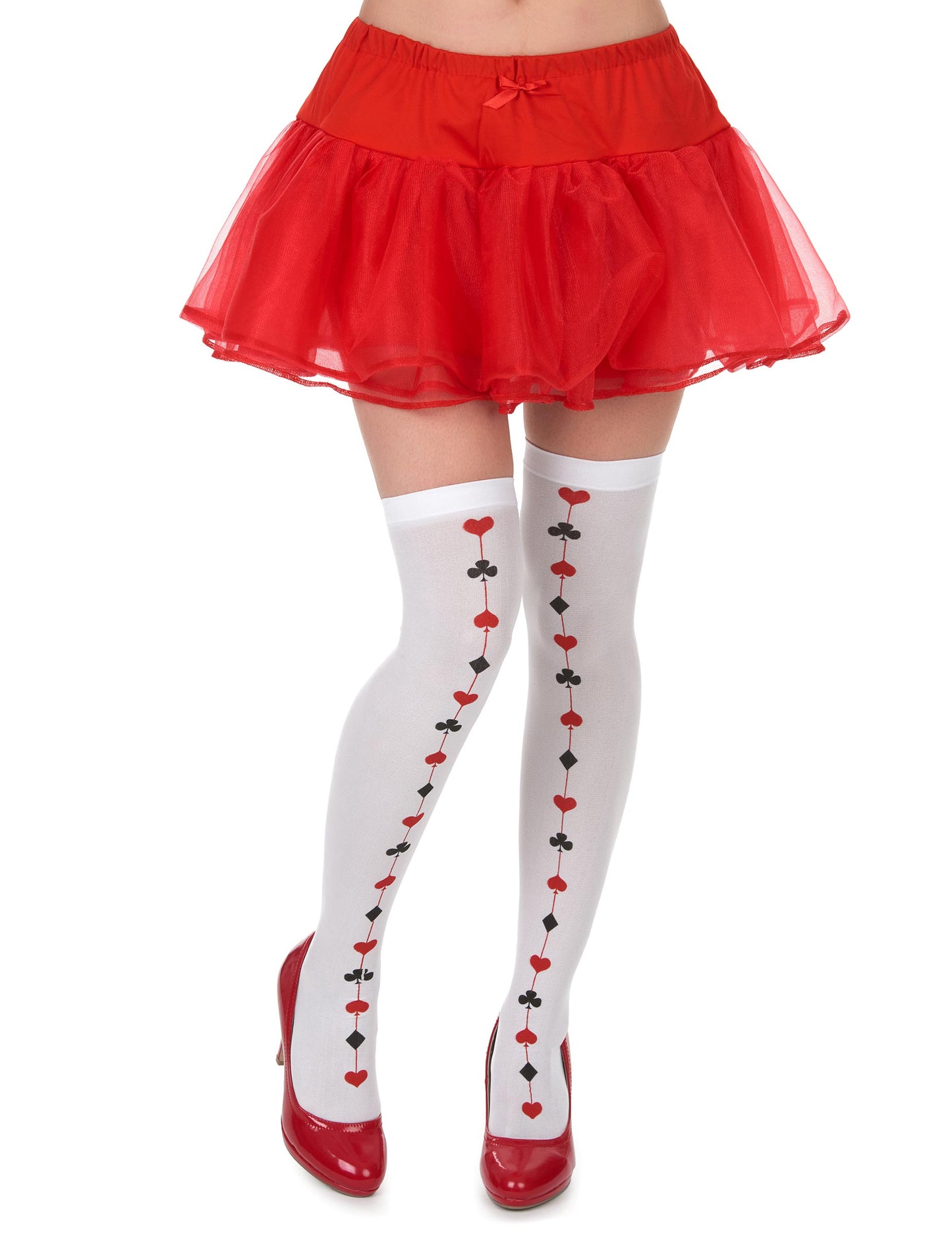 Dámské bílé punčochy královna karet