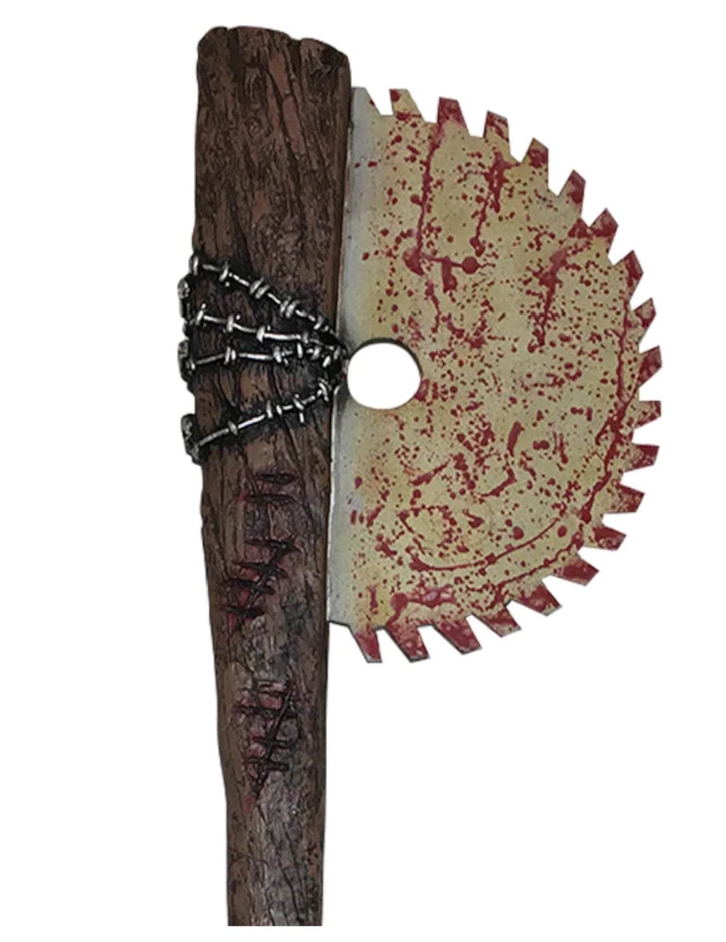 Baseballová pálka s krvavou kotoučovou pilou