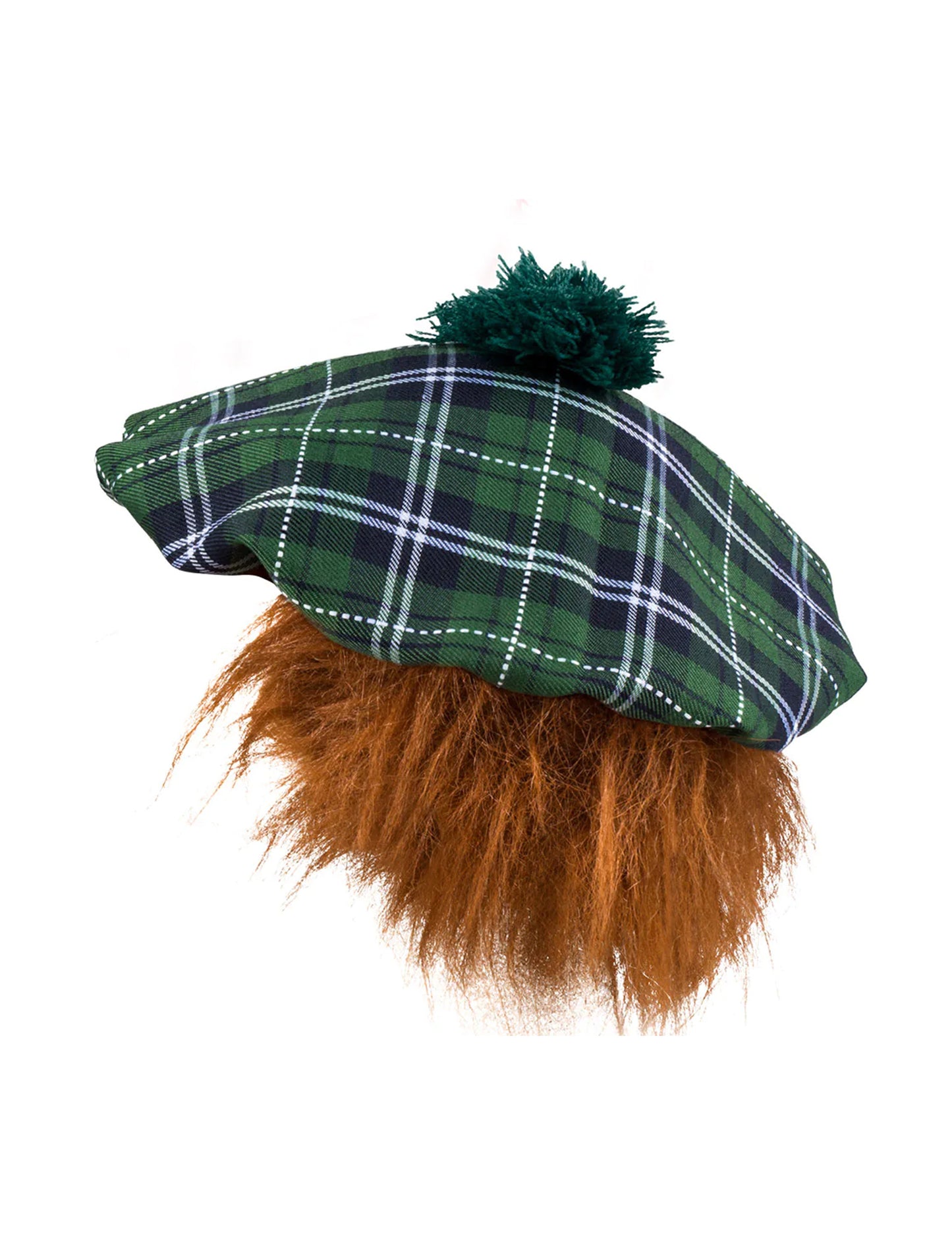Zelený skotský baret s vlasy pro dospělé