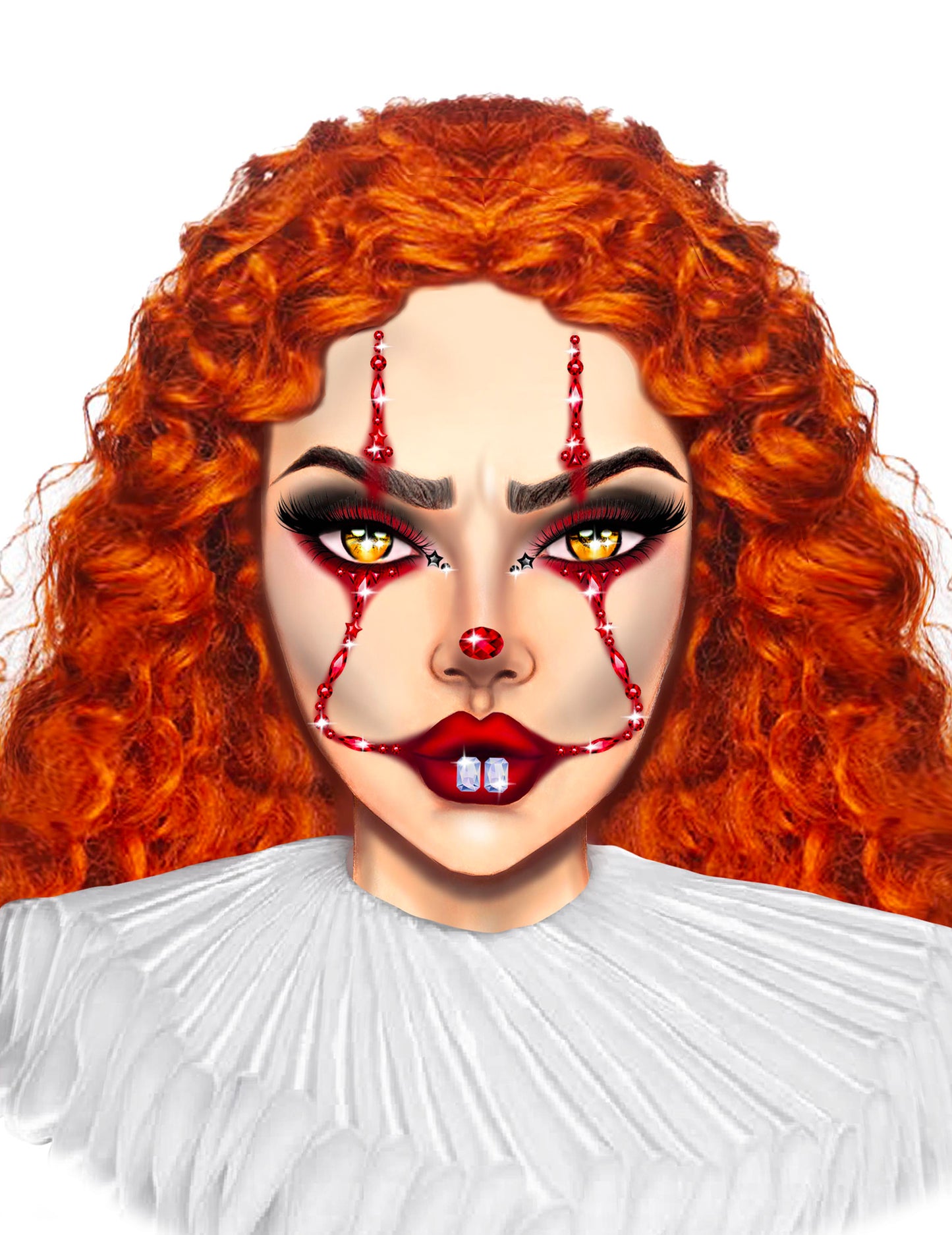 Samolepicí šperky na obličej s strašidelným klaunem