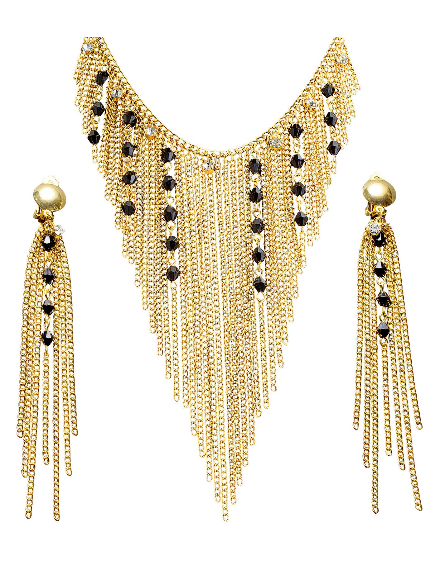 Bijoux reine du Nil pour femme dorés avec perles noires