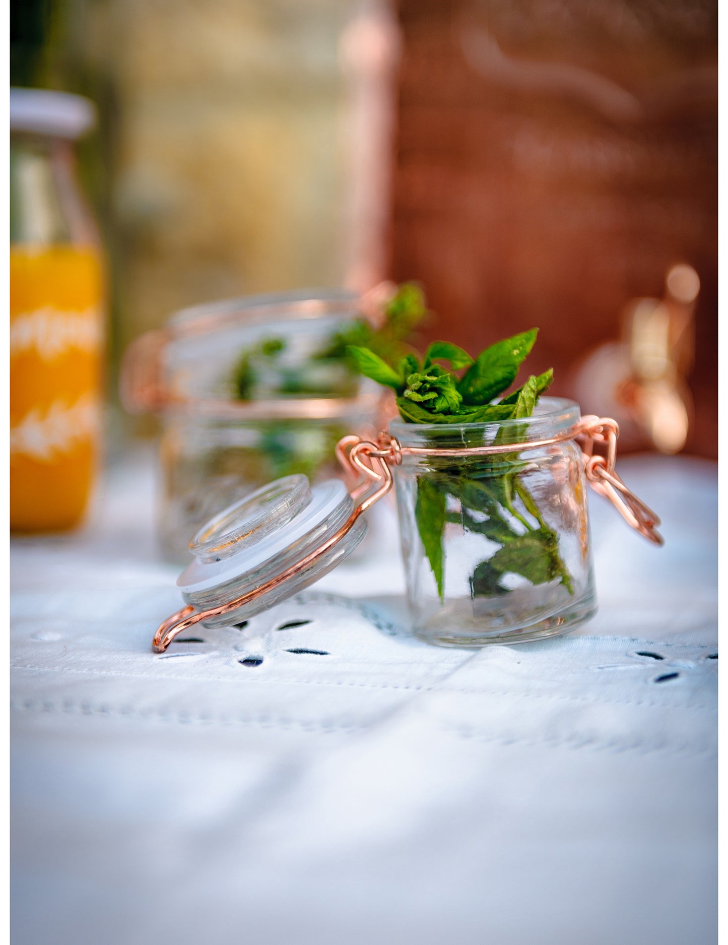 Zavařovací sklenice z růžového zlata 4 x 6 cm 40 ml v retro sklenici