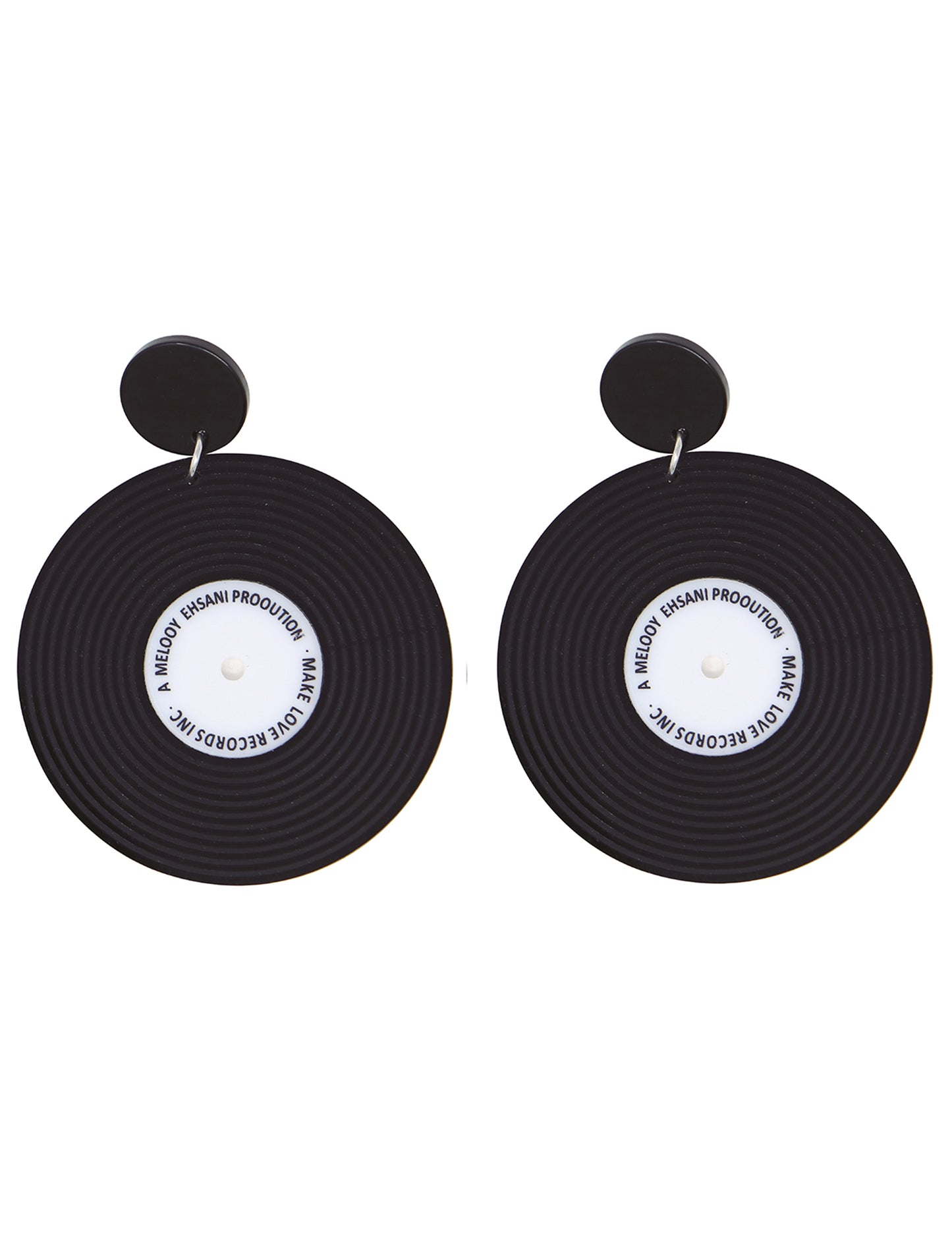 Náušnice pro dospělé v retro stylu s vinylovými deskami