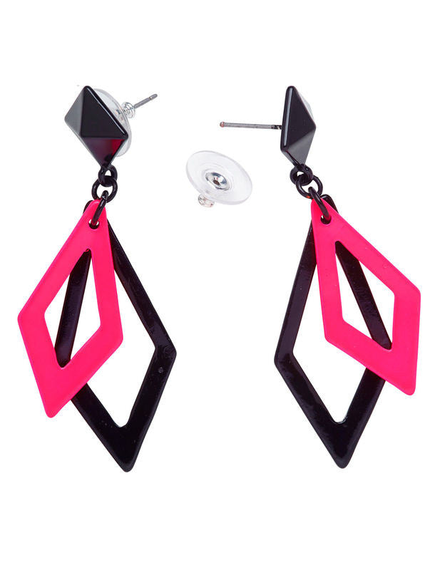 Dámské náušnice s černými a růžovými diamanty