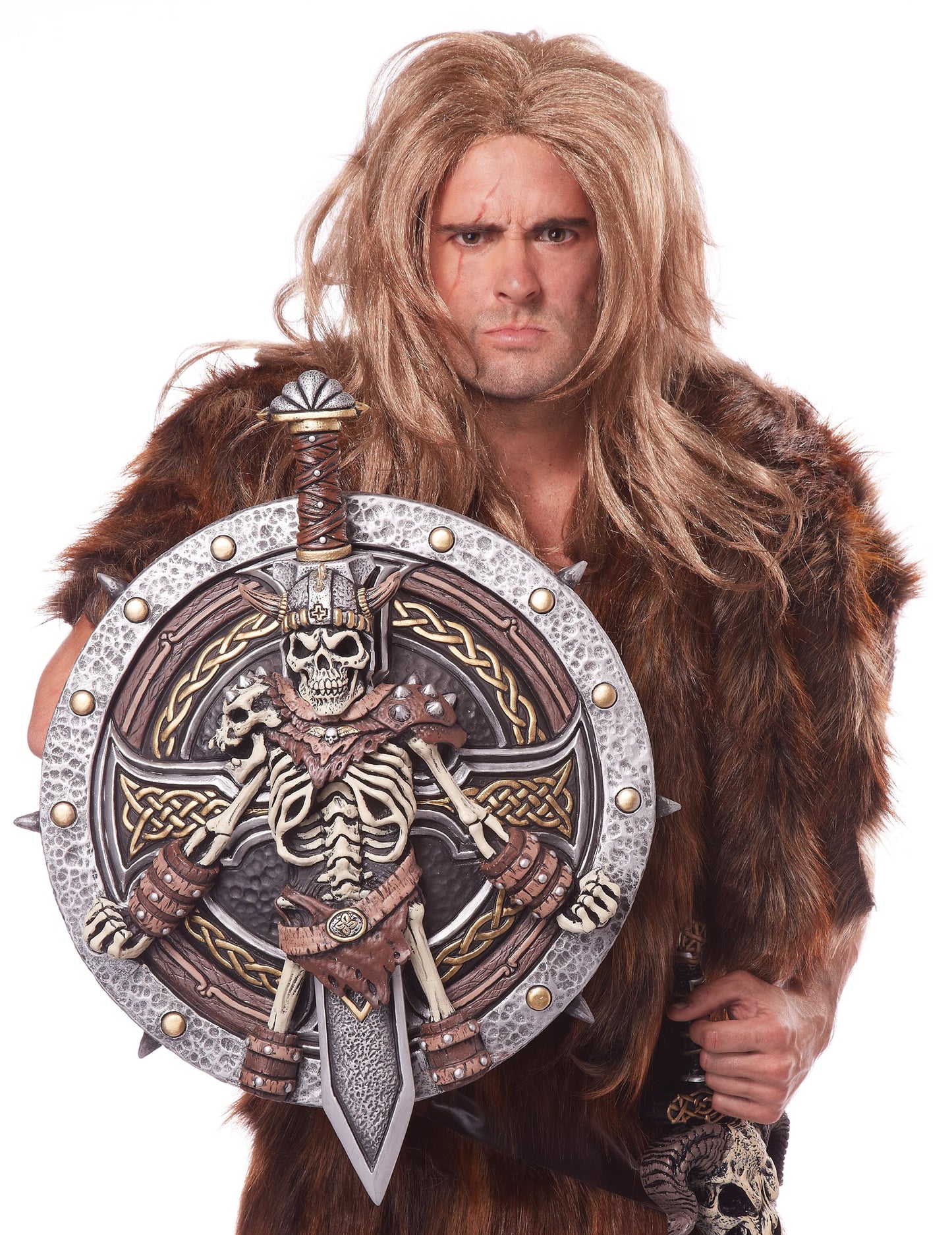 Gros plan sur le bouclier avec squelette du bouclier et épée viking pour adulte