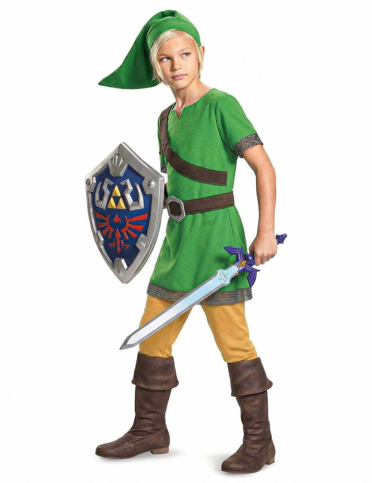 Přehled s kostýmem a mečem štítu Link Zelda™ pro dítě