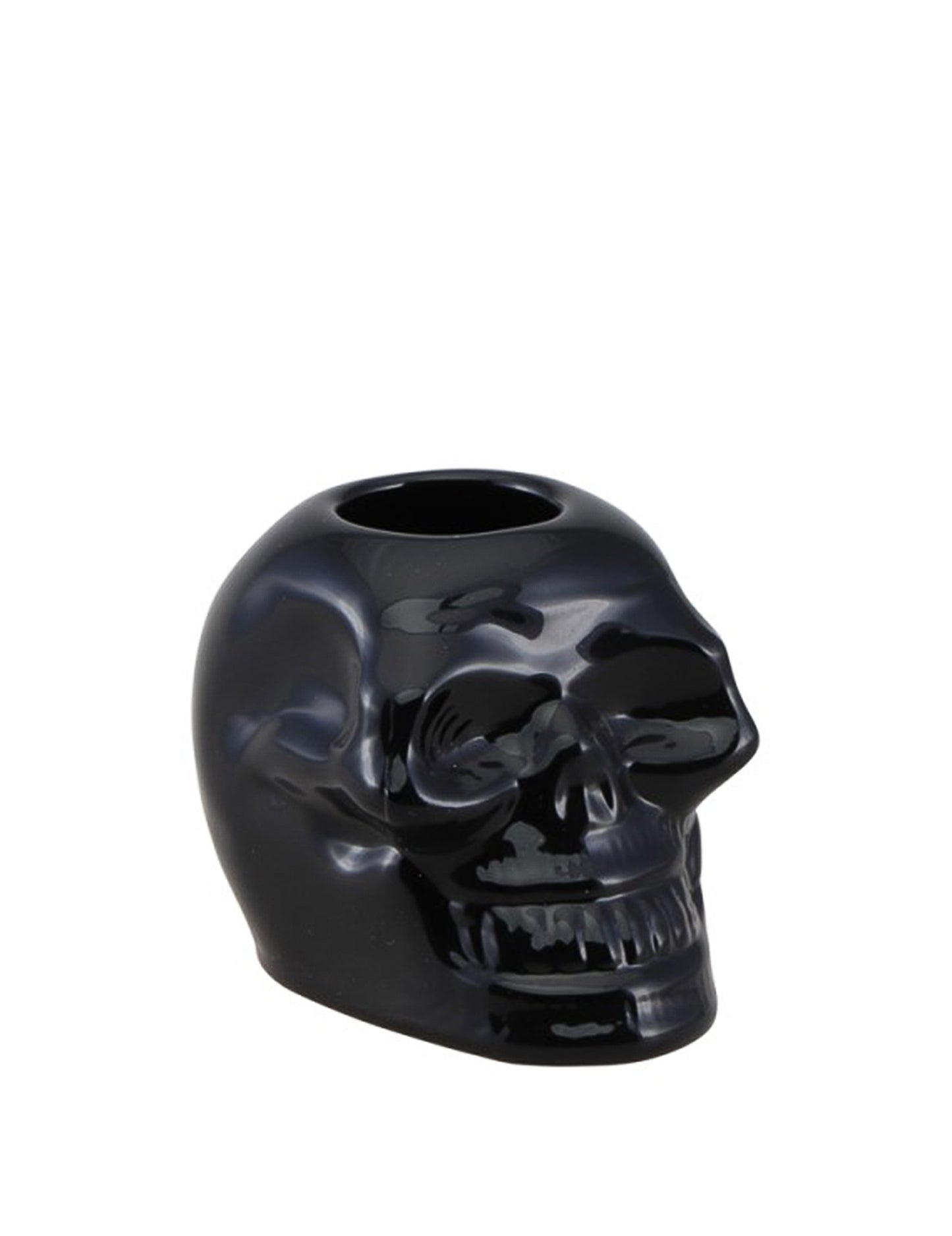 Bougeoir tête de mort noire 5 cm