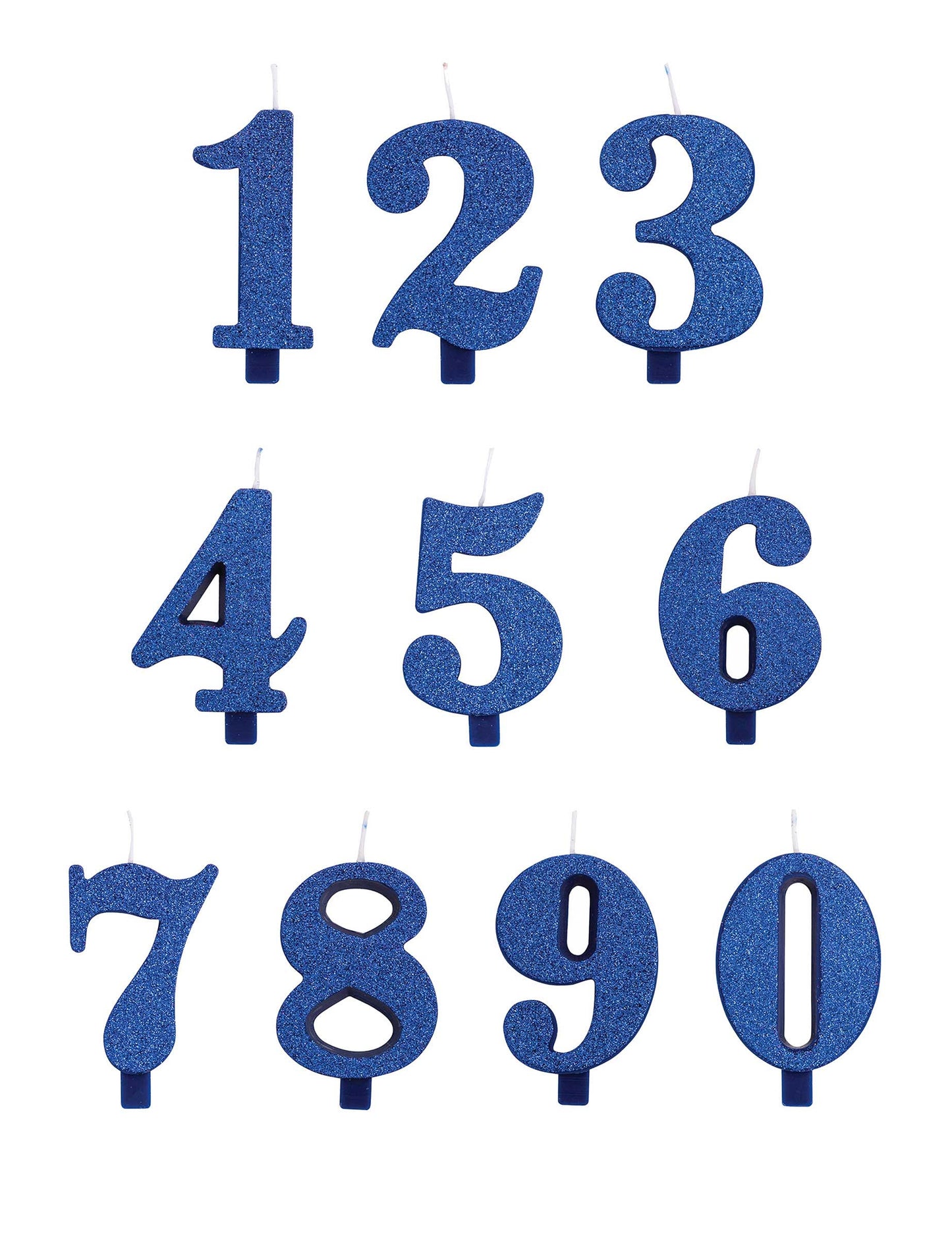 Modrá třpytivá narozeninová svíčka číslo 9,5 cm