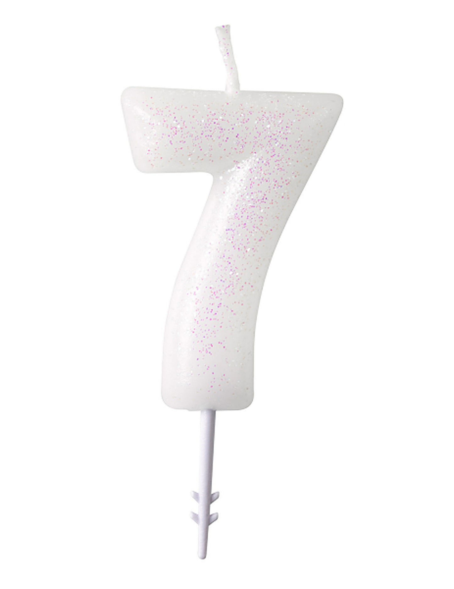 Bílá třpytivá svíčka s číslem 6,5 cm