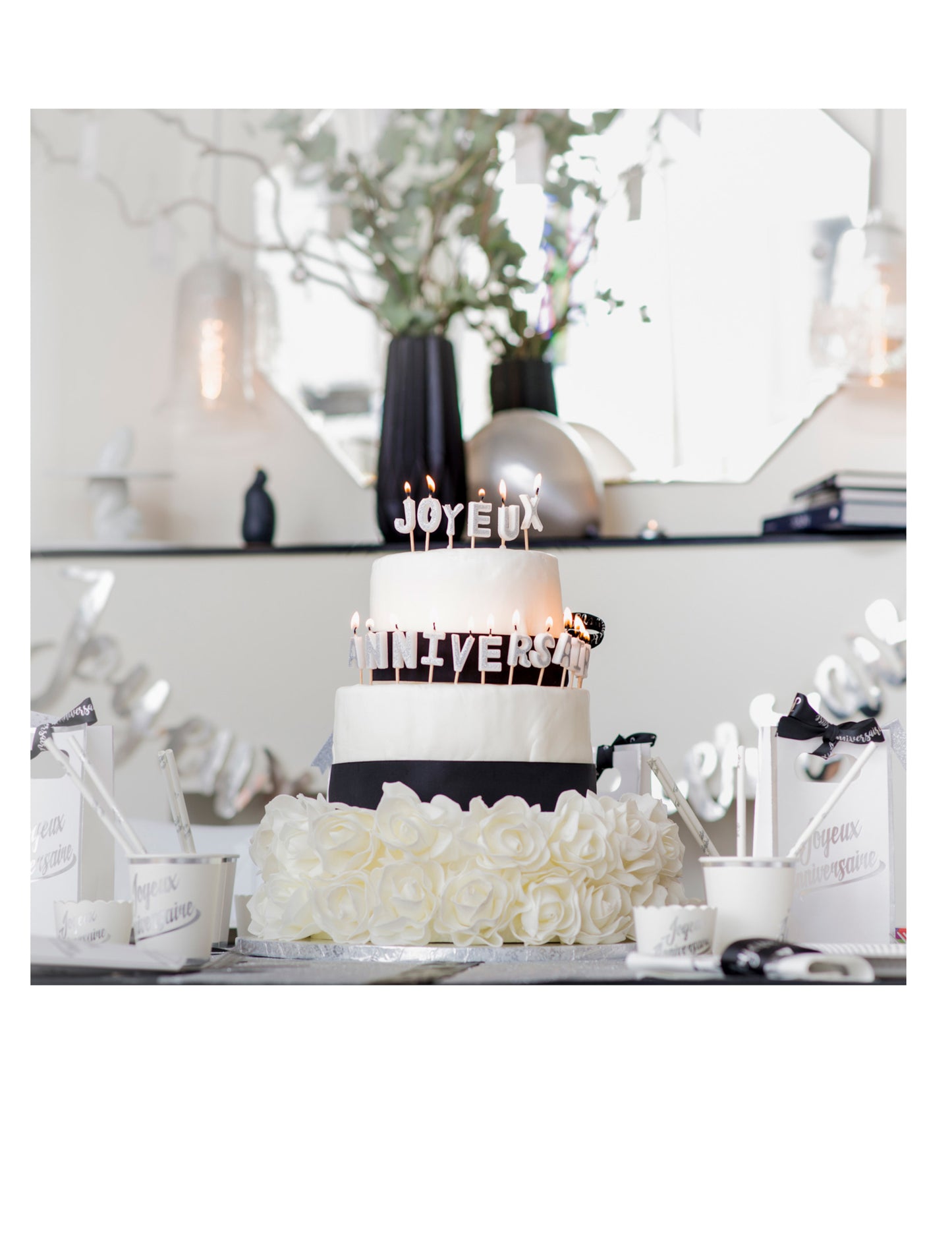 Kovové stříbrné svíčky k narozeninám 4.3 cm s výběry