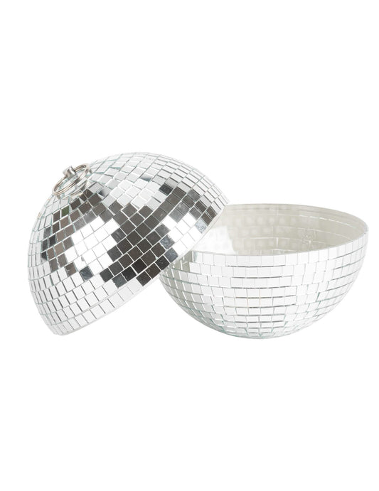 Fazetovaná koule na zavěšení stříbrné zrcadlo skleněné 16cm nestable disco dekorace