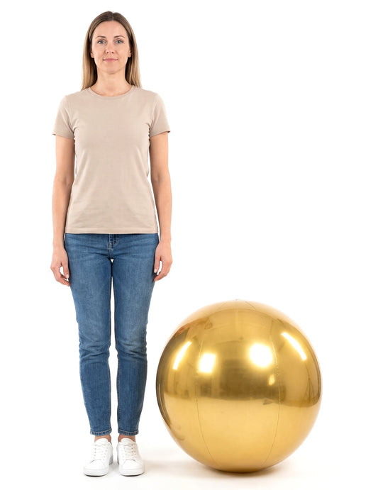 Échelle de taille de la boule miroir gonflable dorée