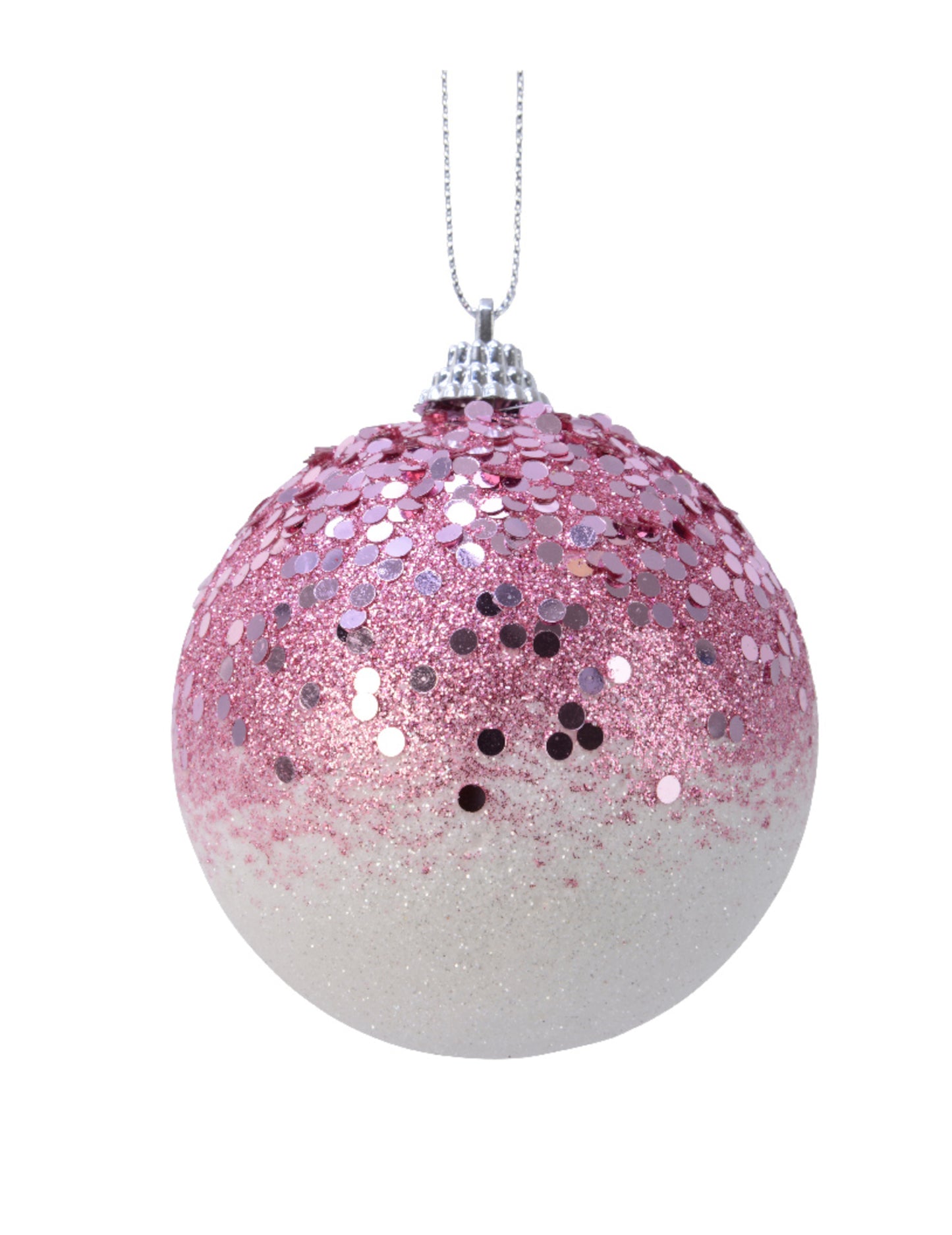 Boule pour sapin dégradé de rose 8 cm à sequins