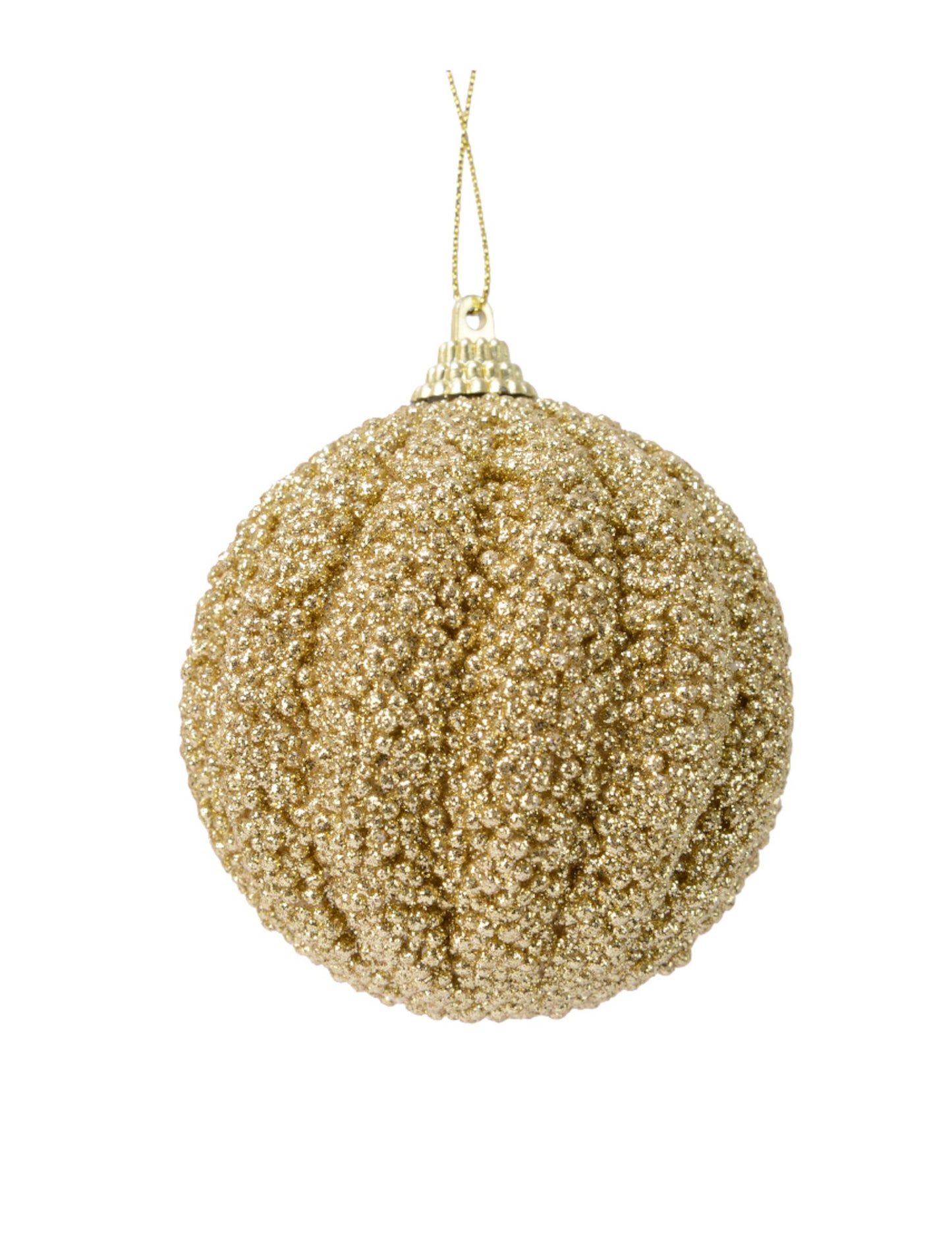 Zlatá vánoční koule s třpytkami 8 cm