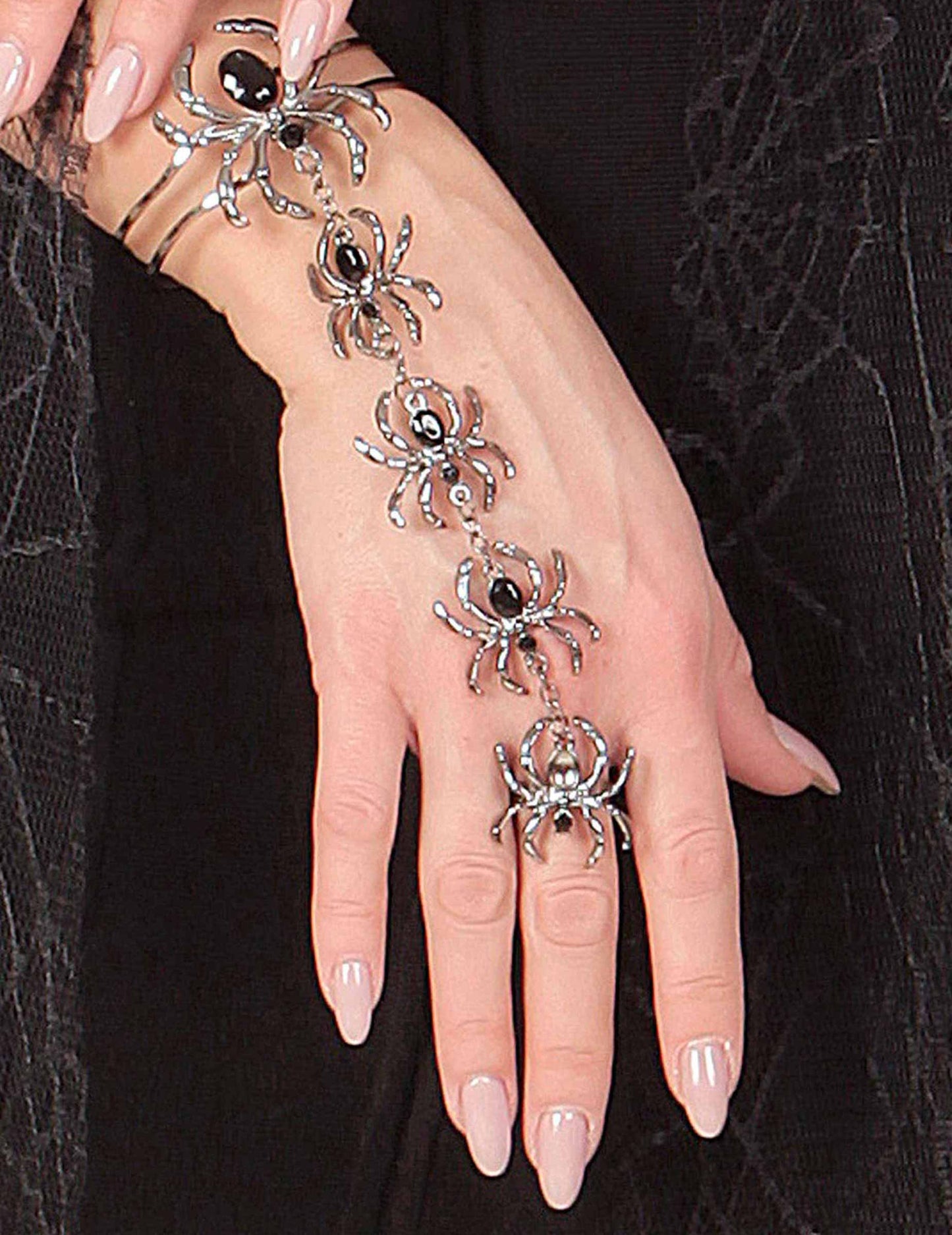 Dámský halloweenský náramek a prsten s pavoukem