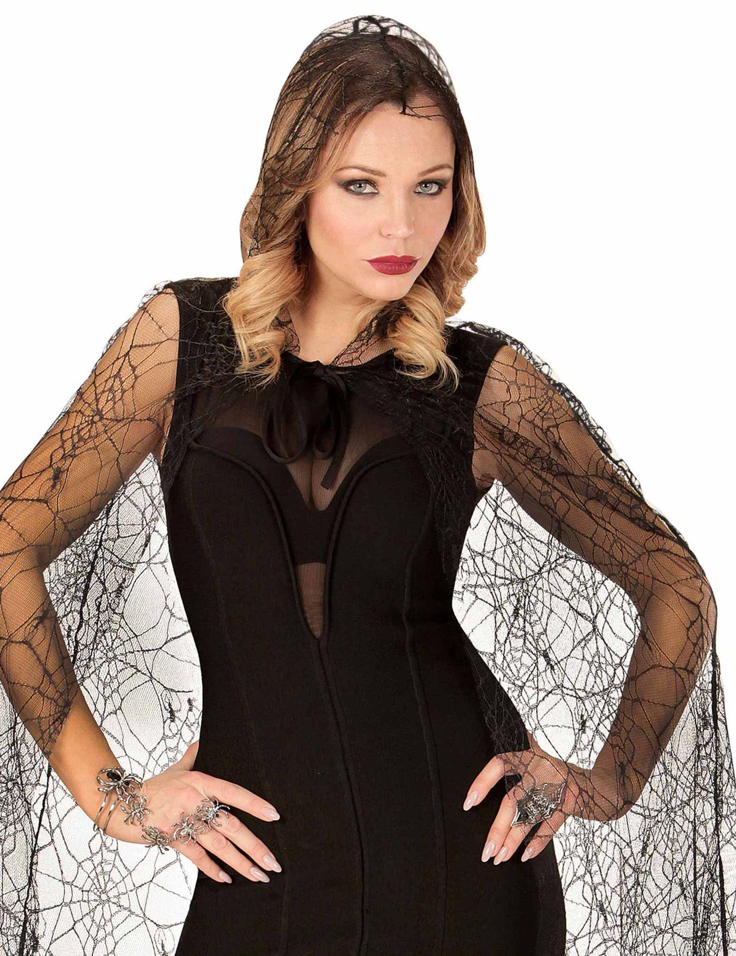 Dámský halloweenský náramek a prsten s pavoukem