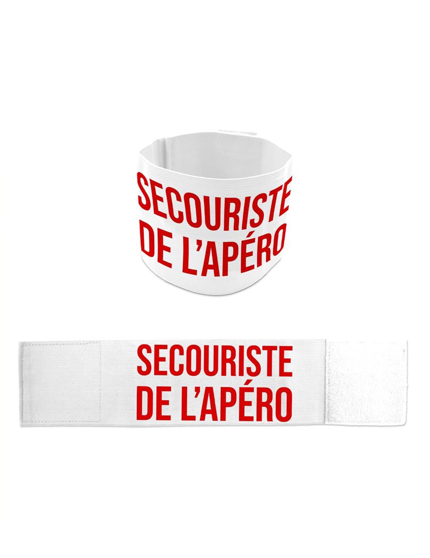 Vues de face et à plat du brassard secouriste de l'apéro